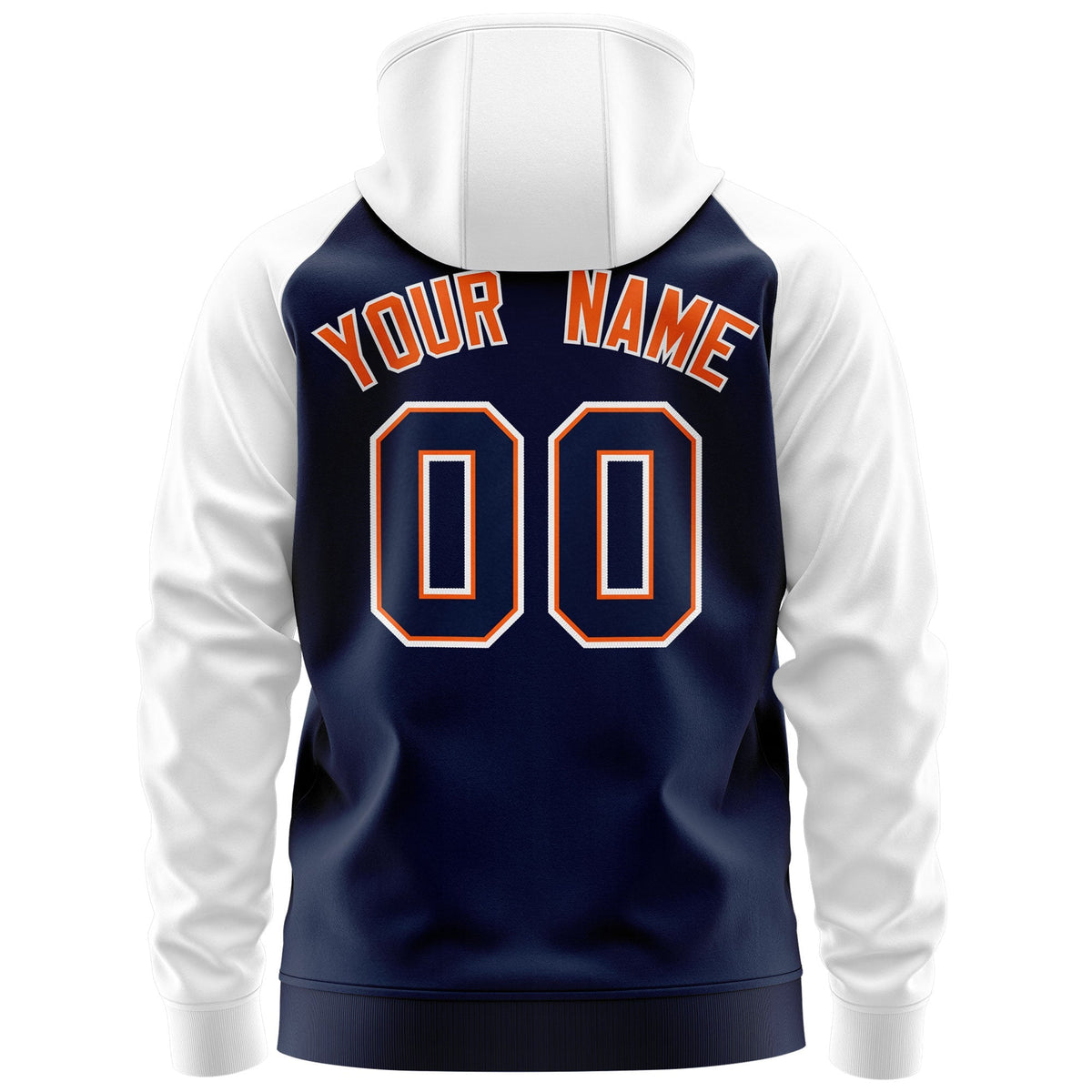 Custom Stitched Navy Orange-White Raglan Sleeves Sports Full-Zip Sweatshirt Hoodie| KXKSHOP
