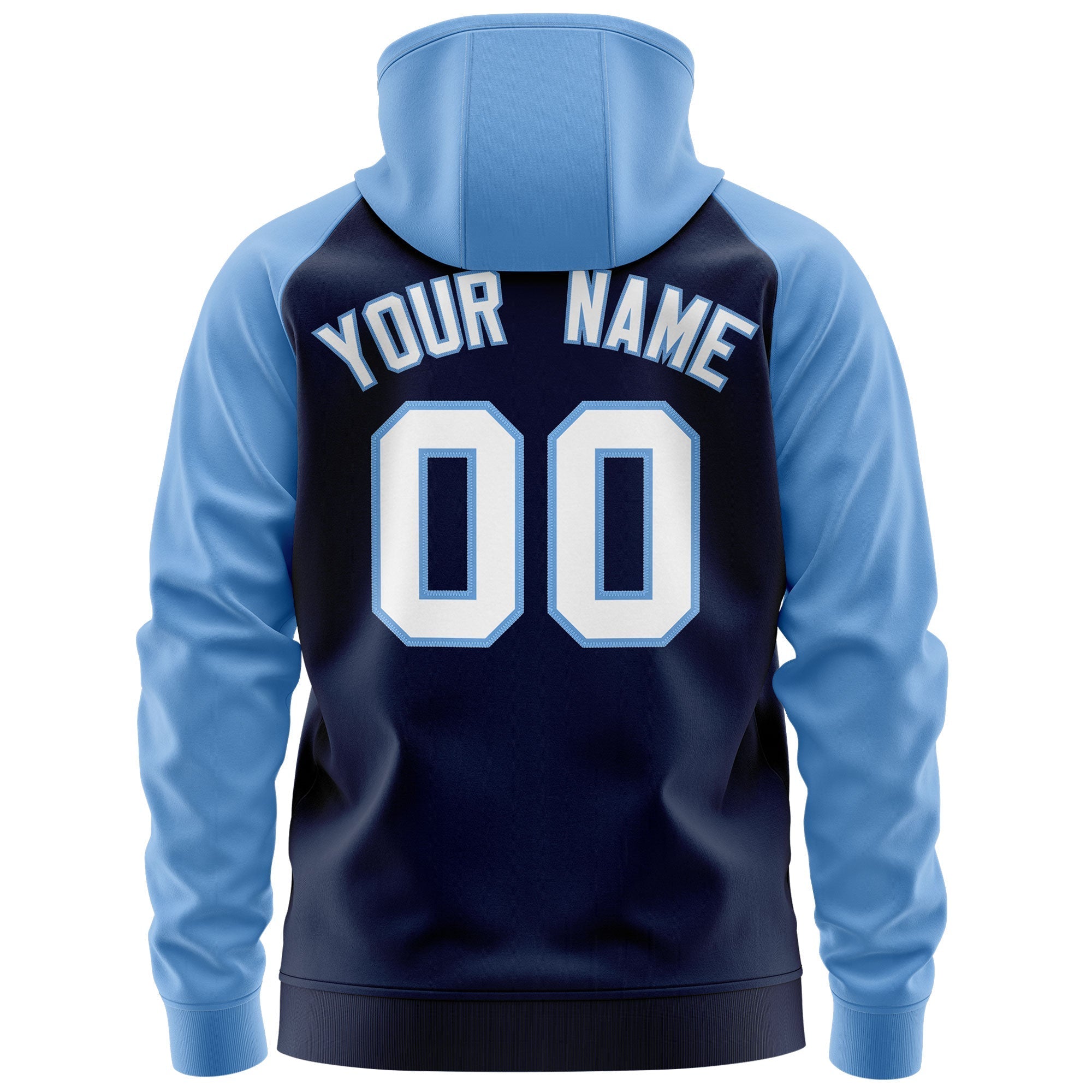 Custom Stitched Navy White-Powder Blue Raglan Sleeves Sports Full-Zip Sweatshirt Hoodie| KXKSHOP
