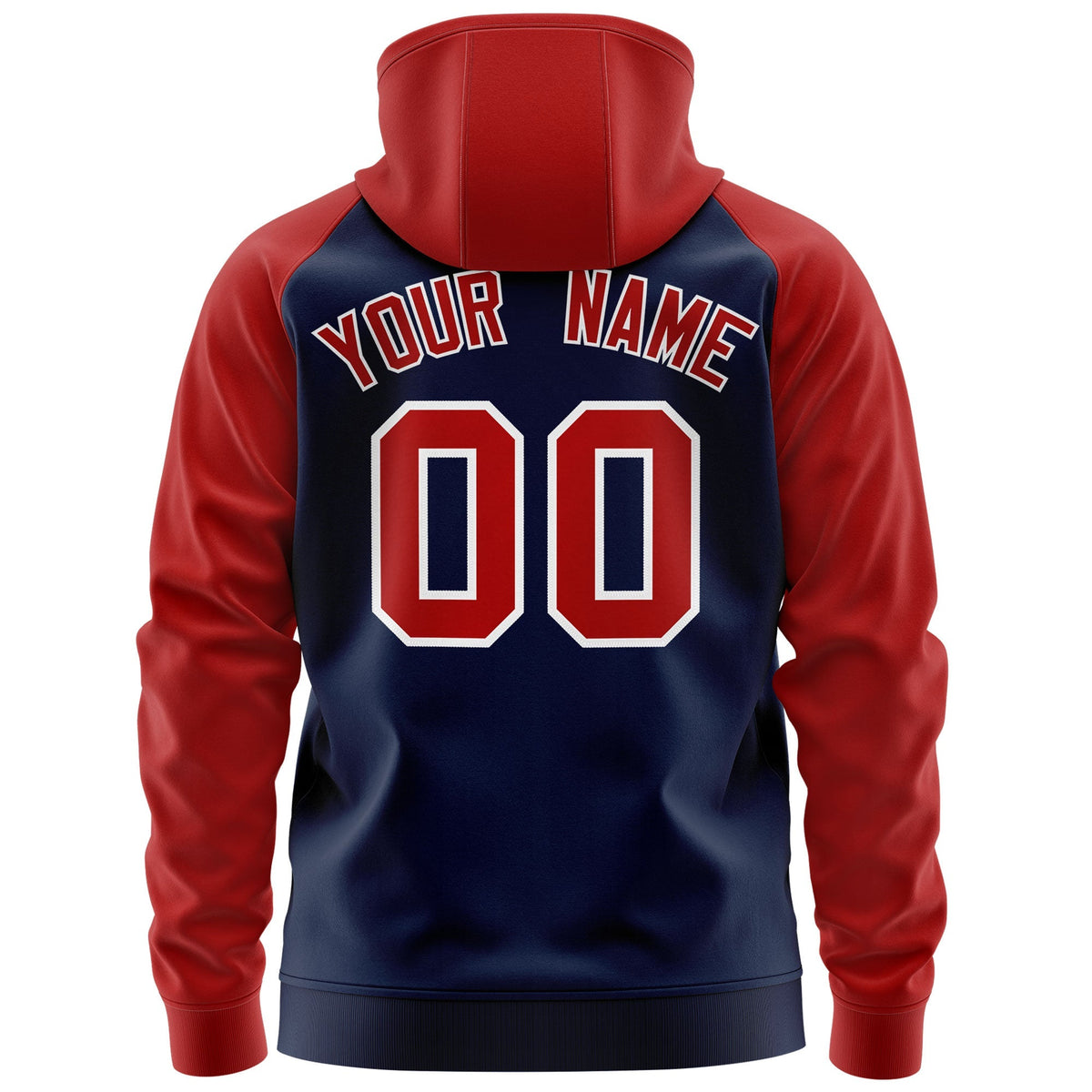 Custom Stitched Navy Red-White Raglan Sleeves Sports Full-Zip Sweatshirt Hoodie| KXKSHOP