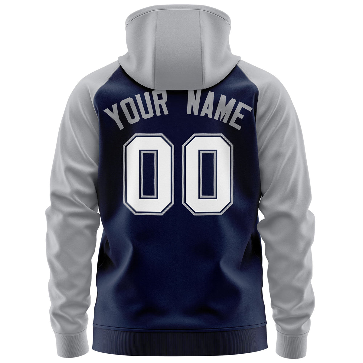 Custom Stitched Navy White-Gray Raglan Sleeves Sports Full-Zip Sweatshirt Hoodie| KXKSHOP