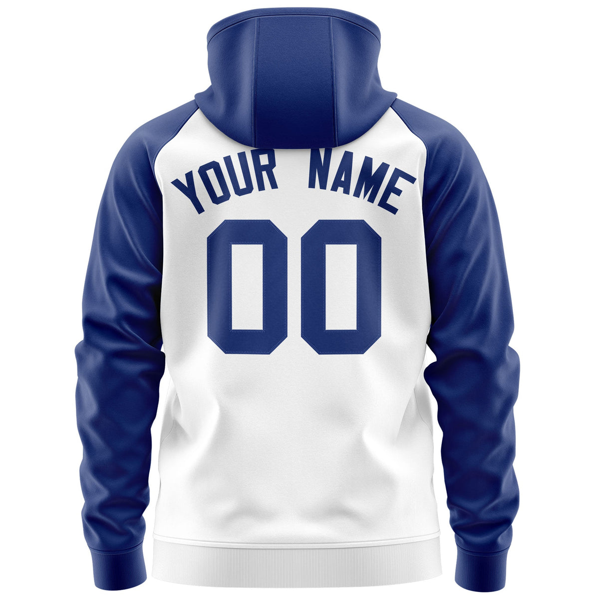 Custom Stitched White Royal Raglan Sleeves Sports Full-Zip Sweatshirt Hoodie| KXKSHOP