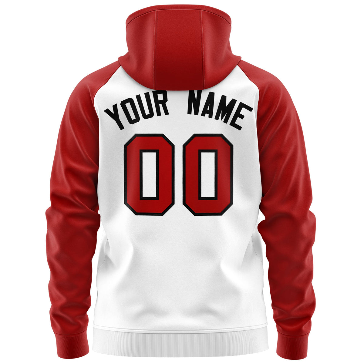 Custom Stitched White Red-Black Raglan Sleeves Sports Full-Zip Sweatshirt Hoodie| KXKSHOP