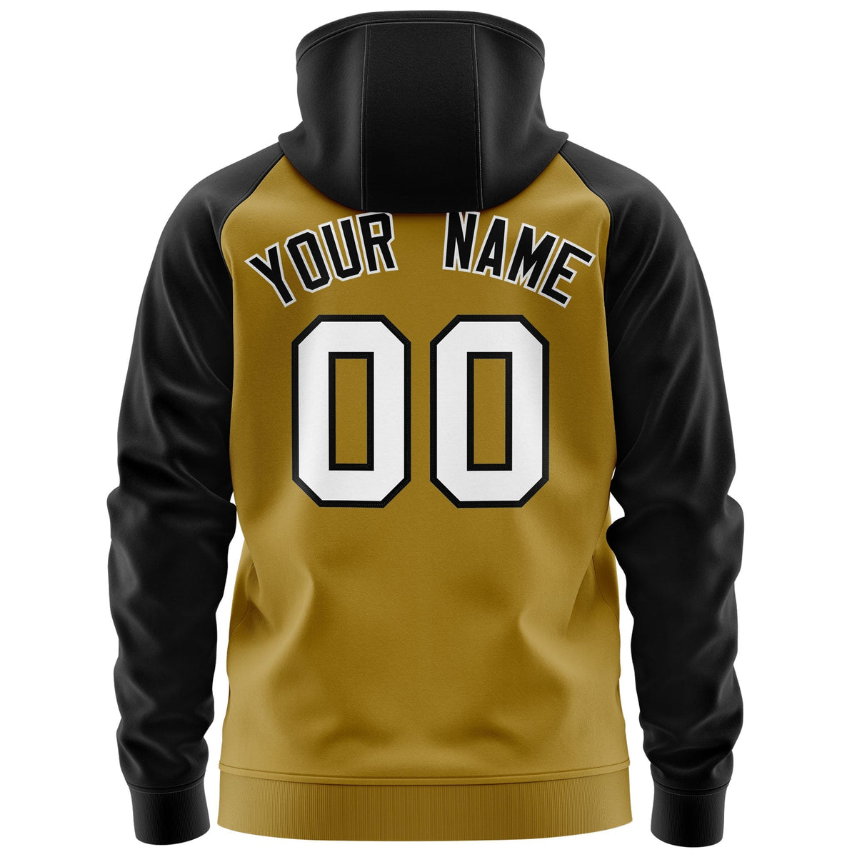 Custom Stitched Old Gold White-Black Raglan Sleeves Sports Full-Zip Sweatshirt Hoodie| KXKSHOP