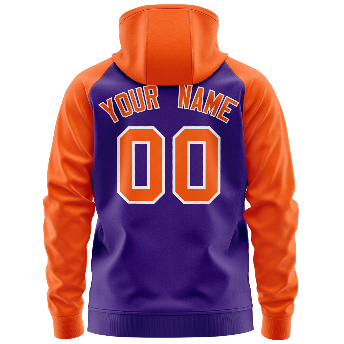Custom Stitched Purple Orange Raglan Sleeves Sports Full-Zip Sweatshirt Hoodie| KXKSHOP