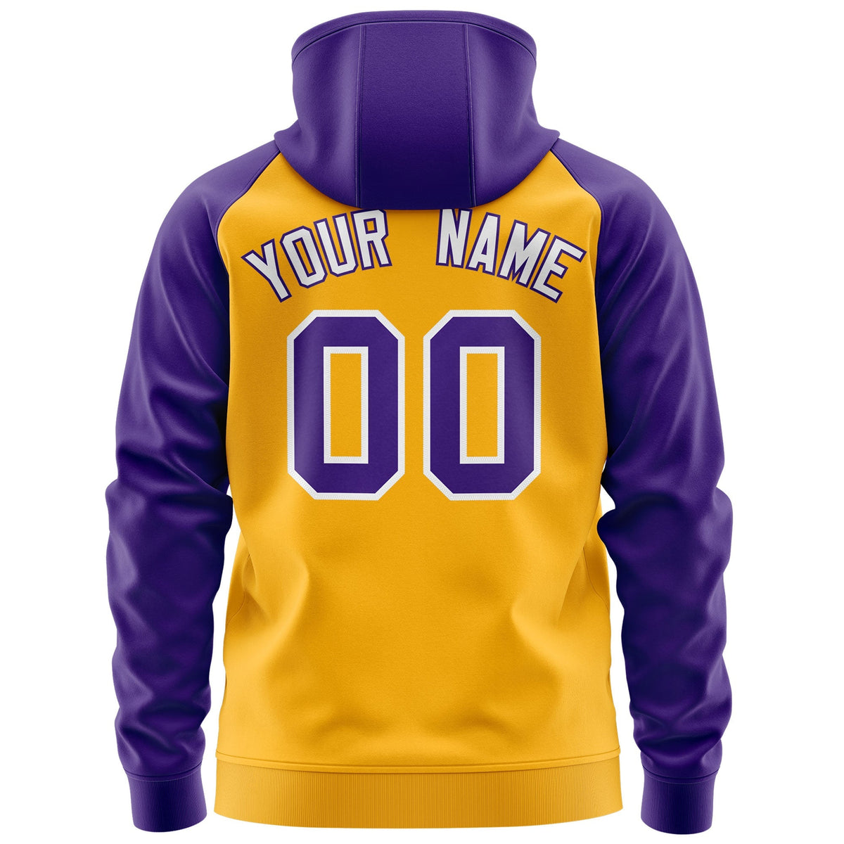 Custom Stitched Gold Purple-White Raglan Sleeves Sports Full-Zip Sweatshirt Hoodie| KXKSHOP