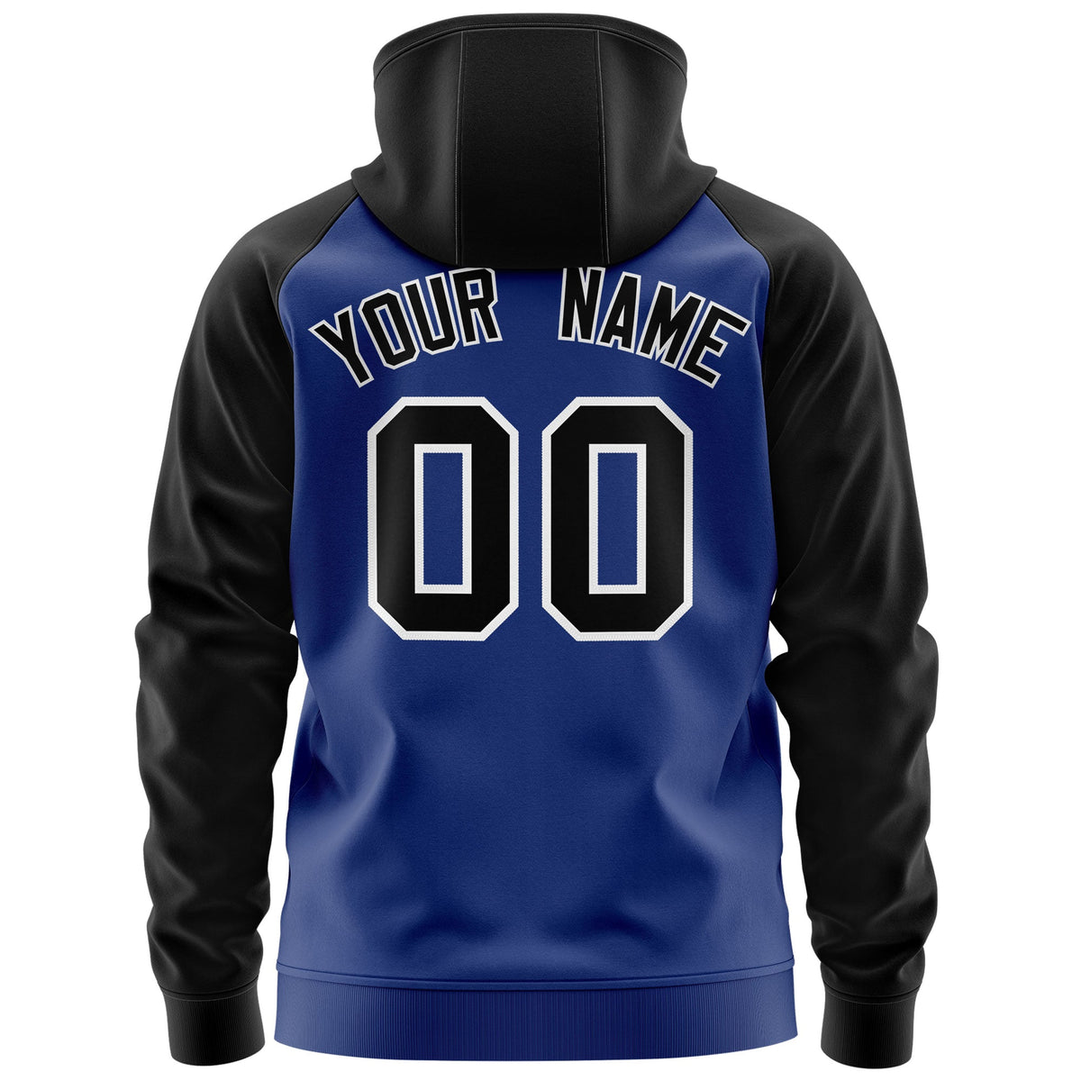 Custom Stitched Royal Black-White Raglan Sleeves Sports Full-Zip Sweatshirt Hoodie| KXKSHOP