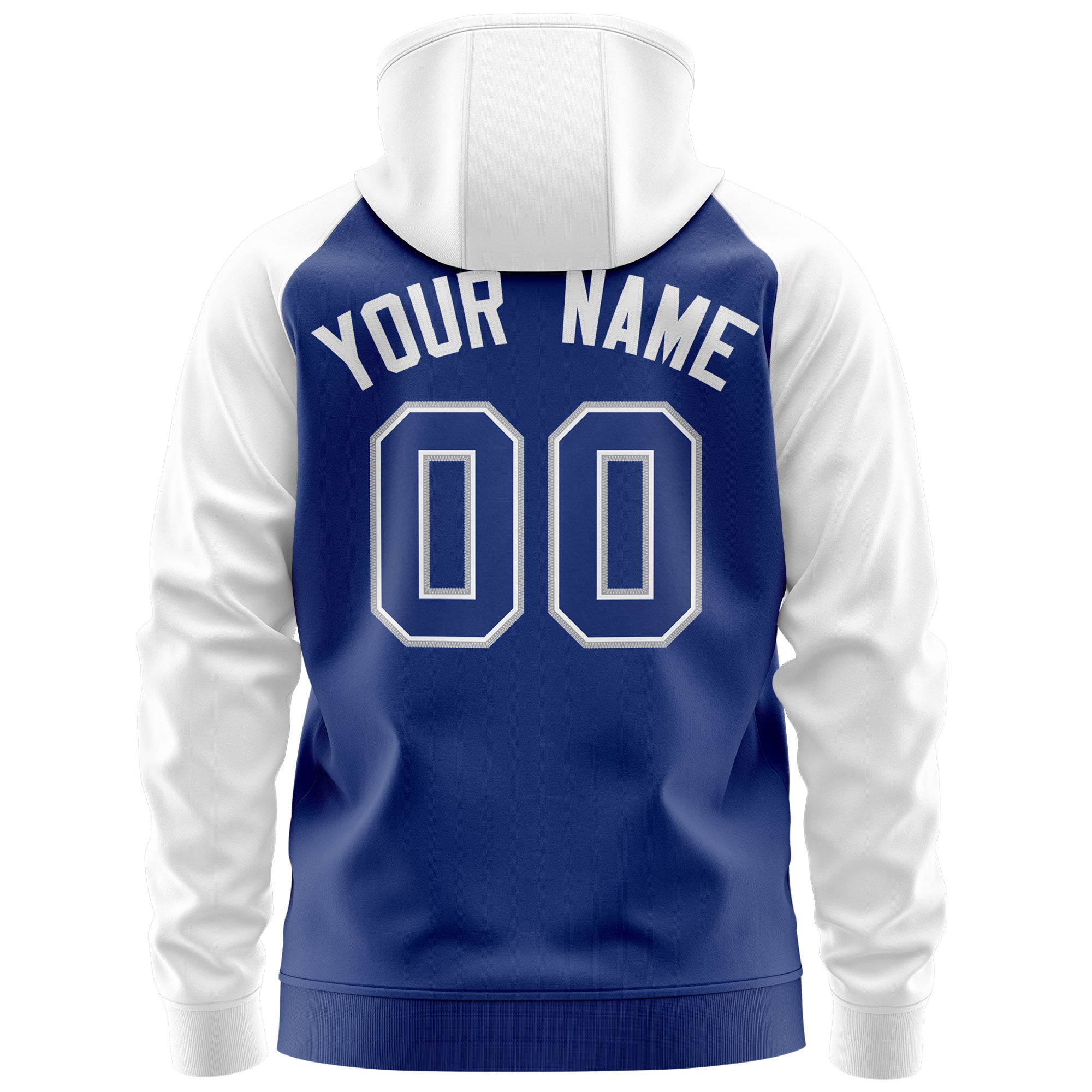 Custom Stitched Royal White-Gray Raglan Sleeves Sports Full-Zip Sweatshirt Hoodie| KXKSHOP