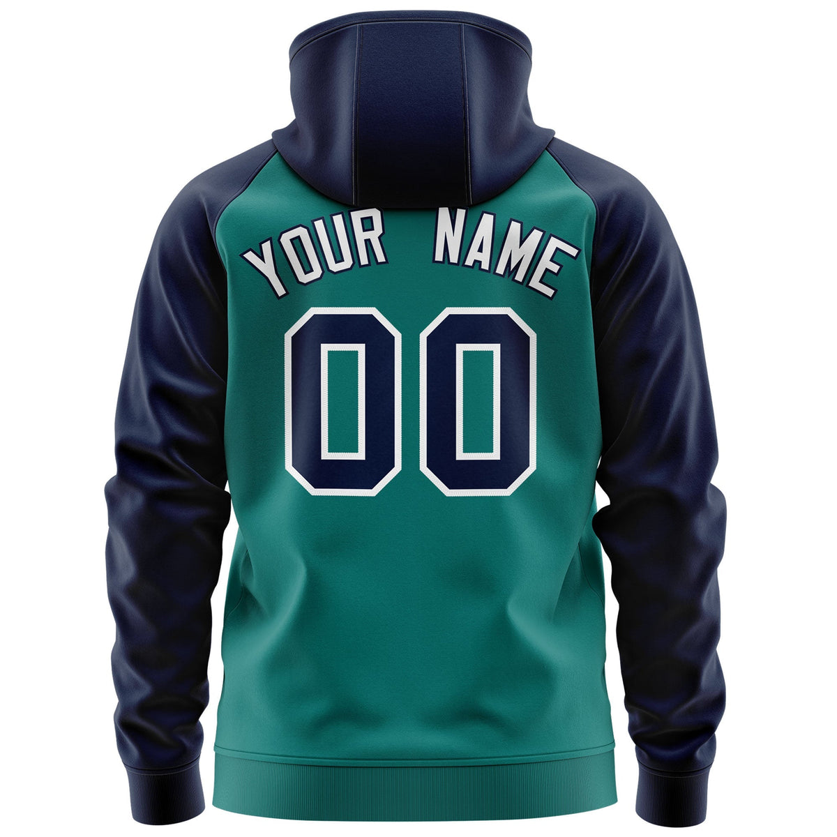 Custom Stitched Aqua Navy-White Raglan Sleeves Sports Full-Zip Sweatshirt Hoodie| KXKSHOP
