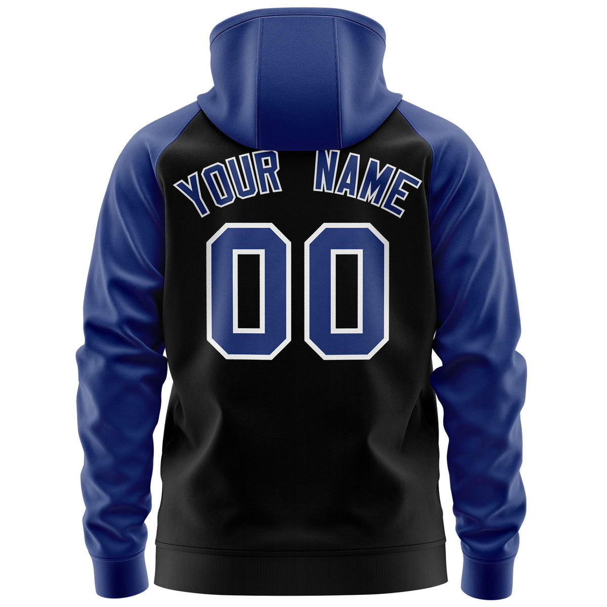 Custom Stitched Black Royal-White Raglan Sleeves Sports Full-Zip Sweatshirt Hoodie| KXKSHOP