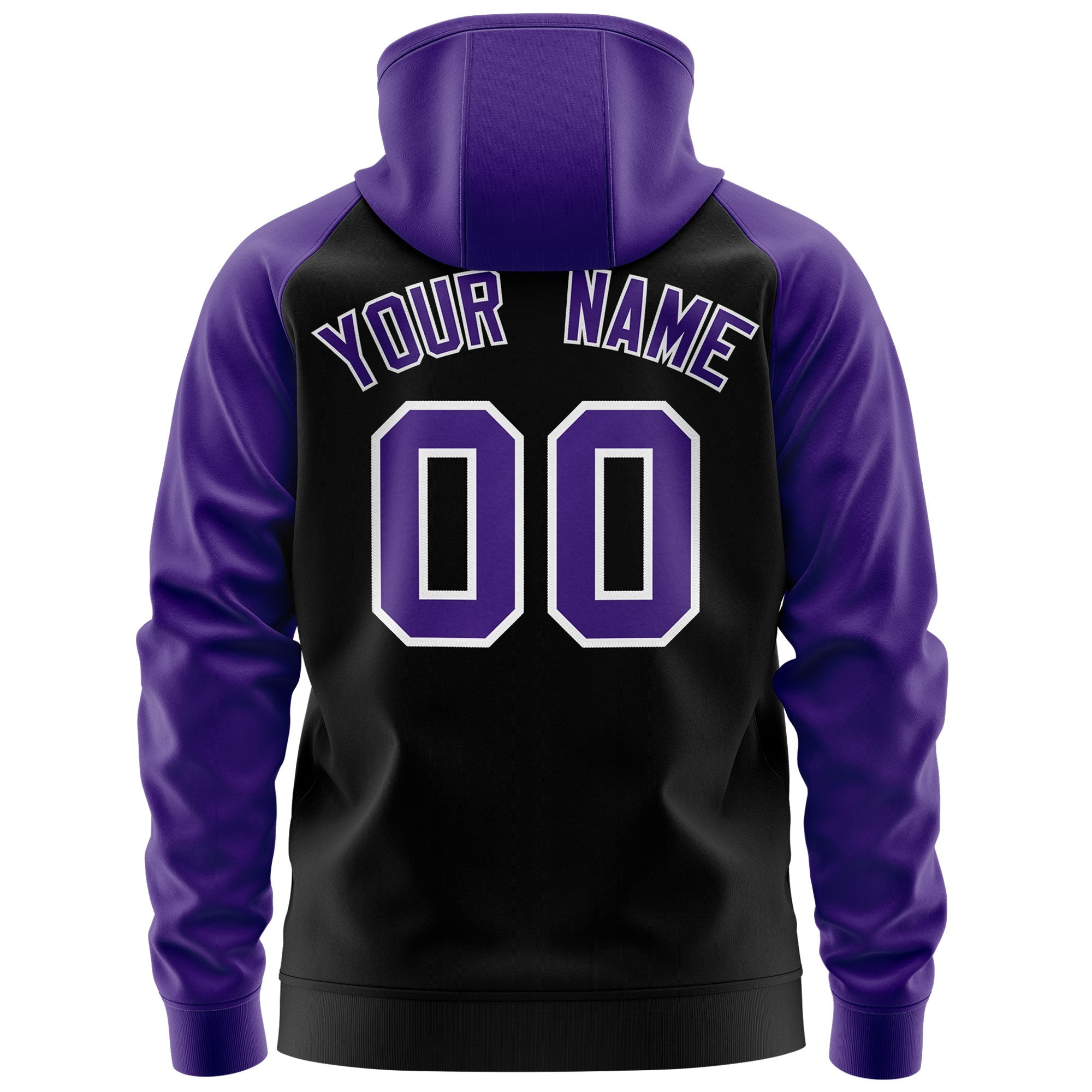 Custom Stitched Black Purple-White Raglan Sleeves Sports Full-Zip Sweatshirt Hoodie| KXKSHOP