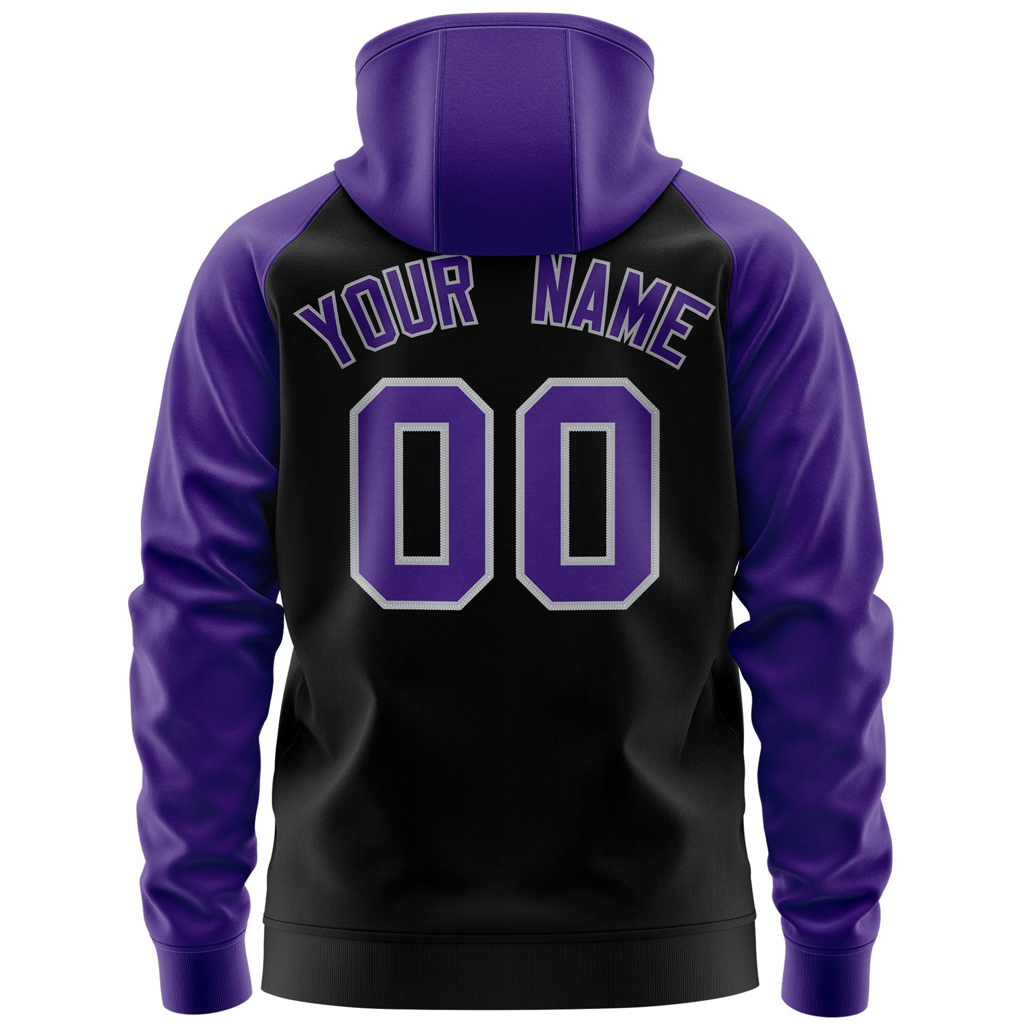 Custom Stitched Black Purple-Gray Raglan Sleeves Sports Full-Zip Sweatshirt Hoodie| KXKSHOP
