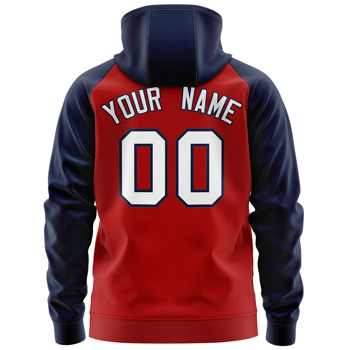 Custom Stitched Red White-Navy Raglan Sleeves Sports Full-Zip Sweatshirt Hoodie| KXKSHOP