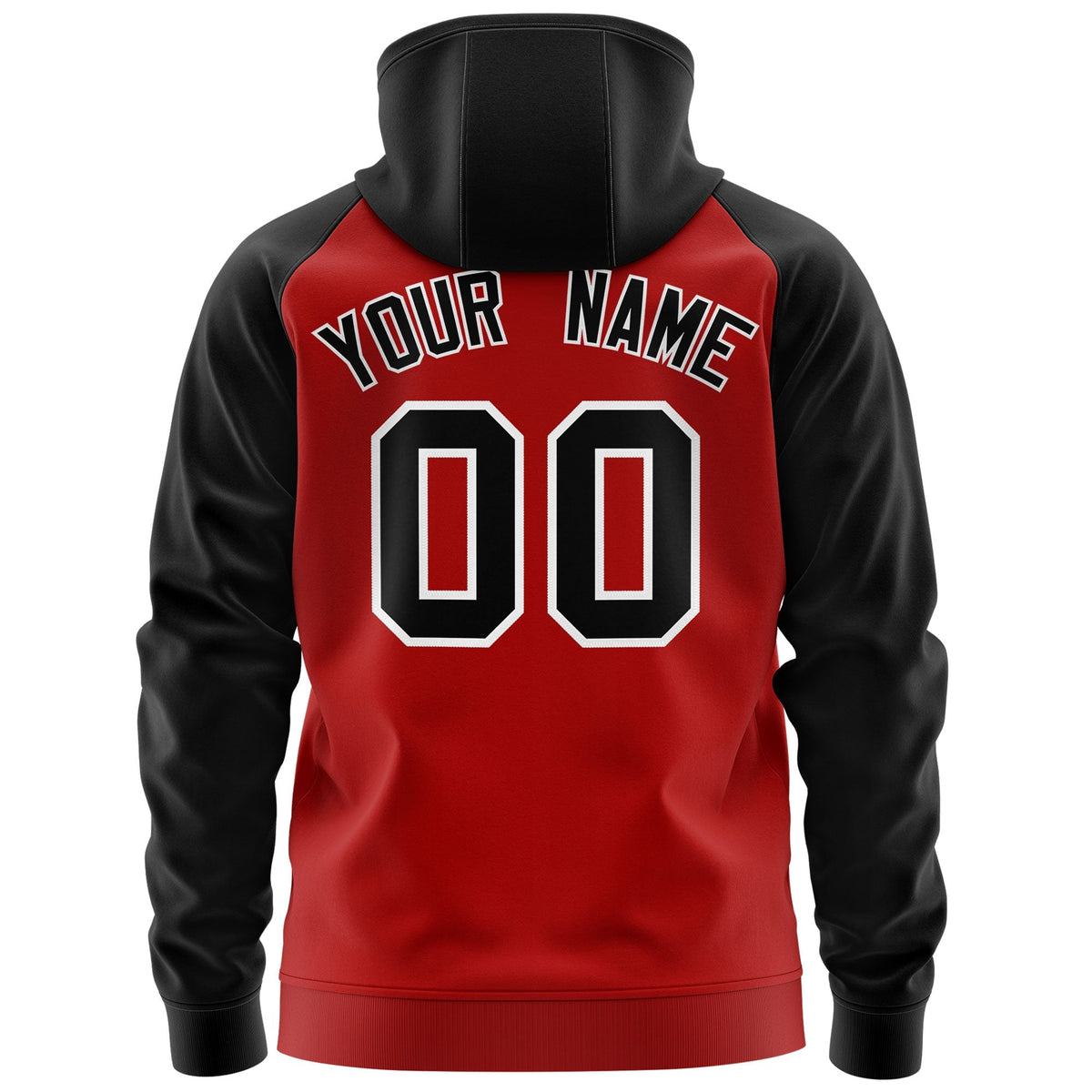 Custom Stitched Red Black-White Raglan Sleeves Sports Full-Zip Sweatshirt Hoodie| KXKSHOP
