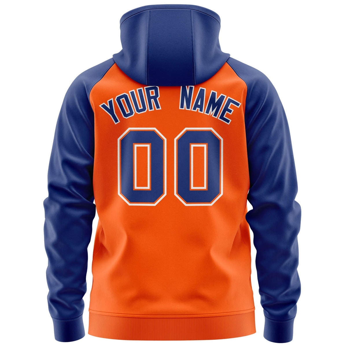 Custom Stitched Orange Royal-White Raglan Sleeves Sports Full-Zip Sweatshirt Hoodie| KXKSHOP