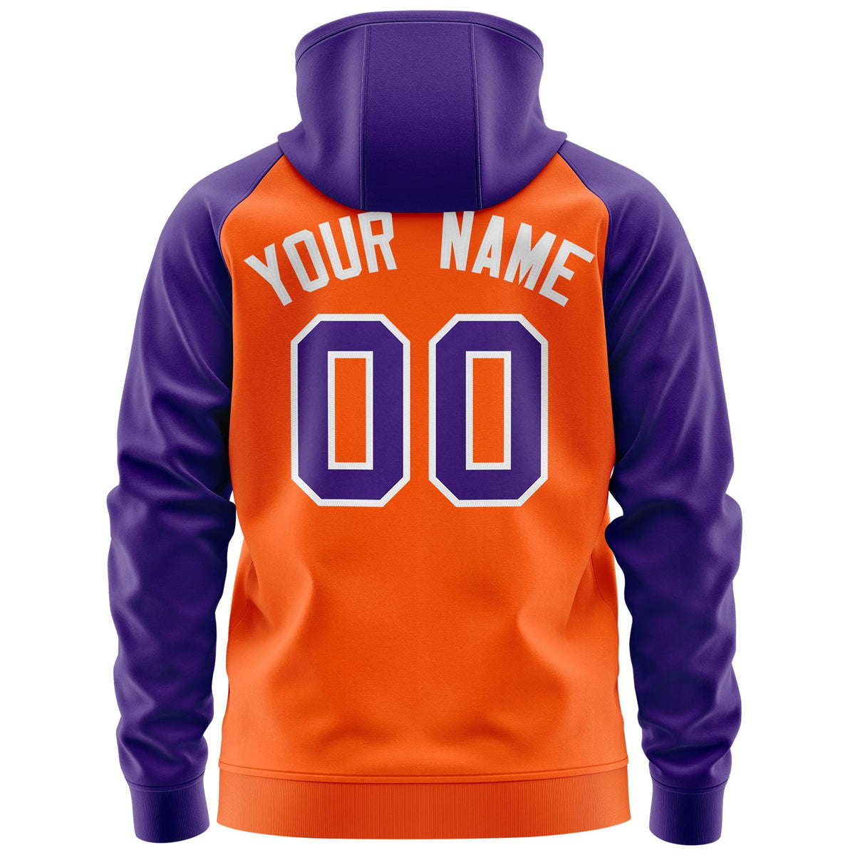 Custom Stitched Orange Purple-White Raglan Sleeves Sports Full-Zip Sweatshirt Hoodie| KXKSHOP