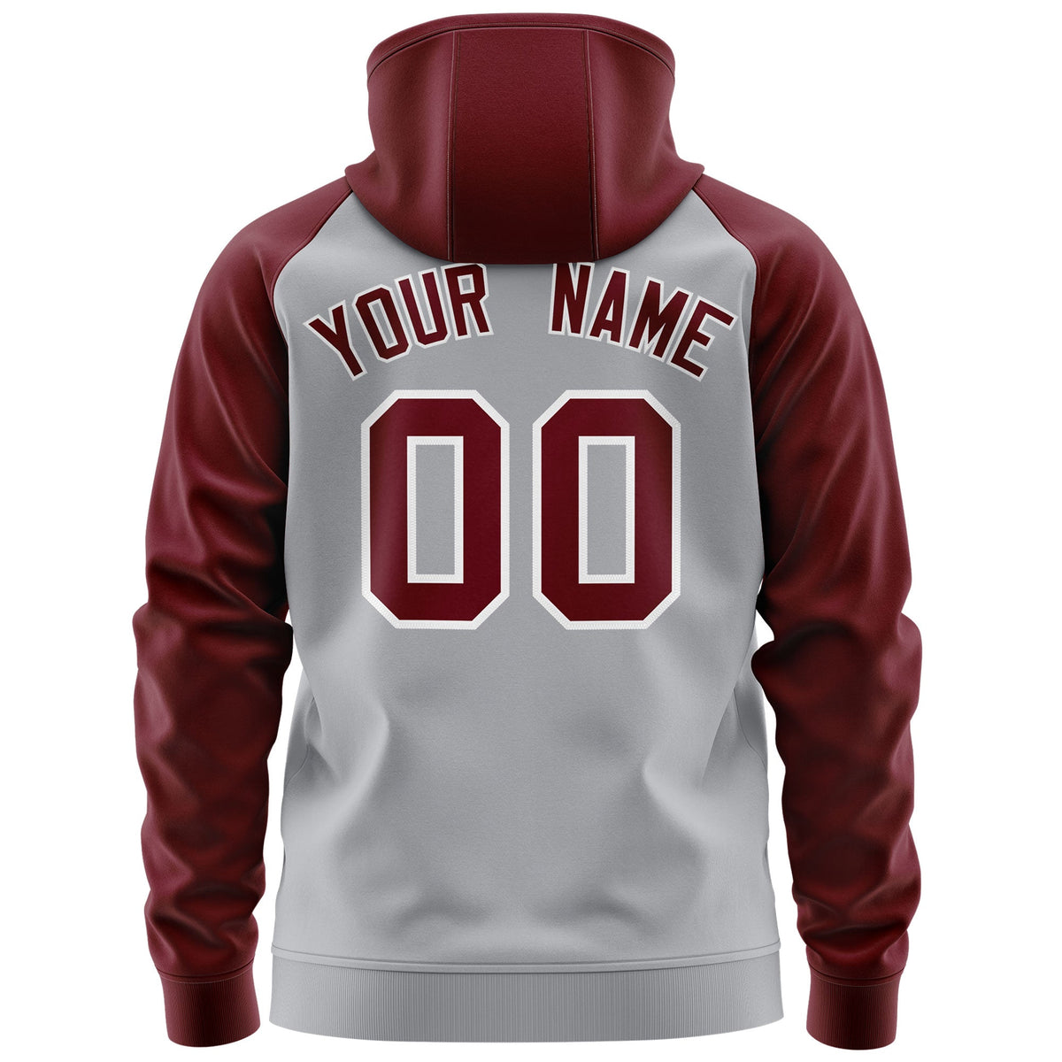 Custom Stitched Gray Crimson-White Raglan Sleeves Sports Full-Zip Sweatshirt Hoodie| KXKSHOP