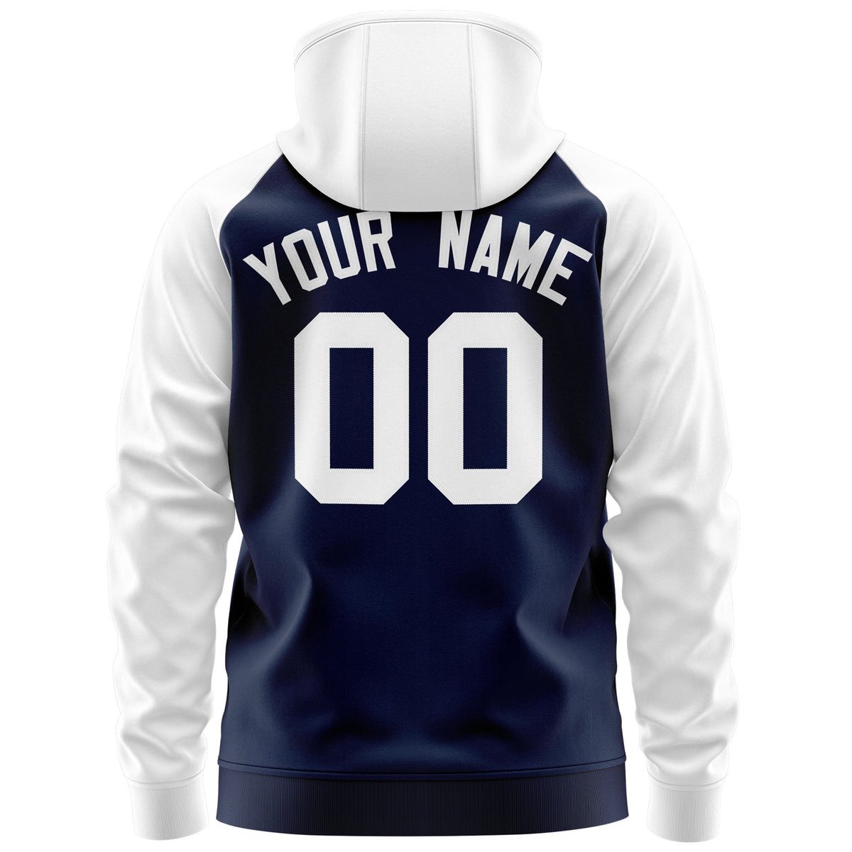 Custom Stitched Navy White Raglan Sleeves Sports Full-Zip Sweatshirt Hoodie| KXKSHOP