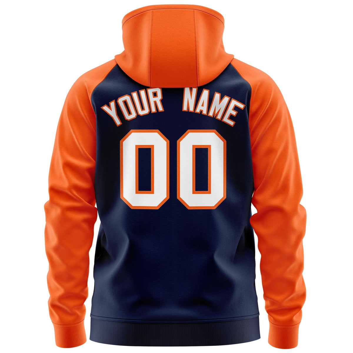 Custom Stitched Navy White-Orange Raglan Sleeves Sports Full-Zip Sweatshirt Hoodie| KXKSHOP
