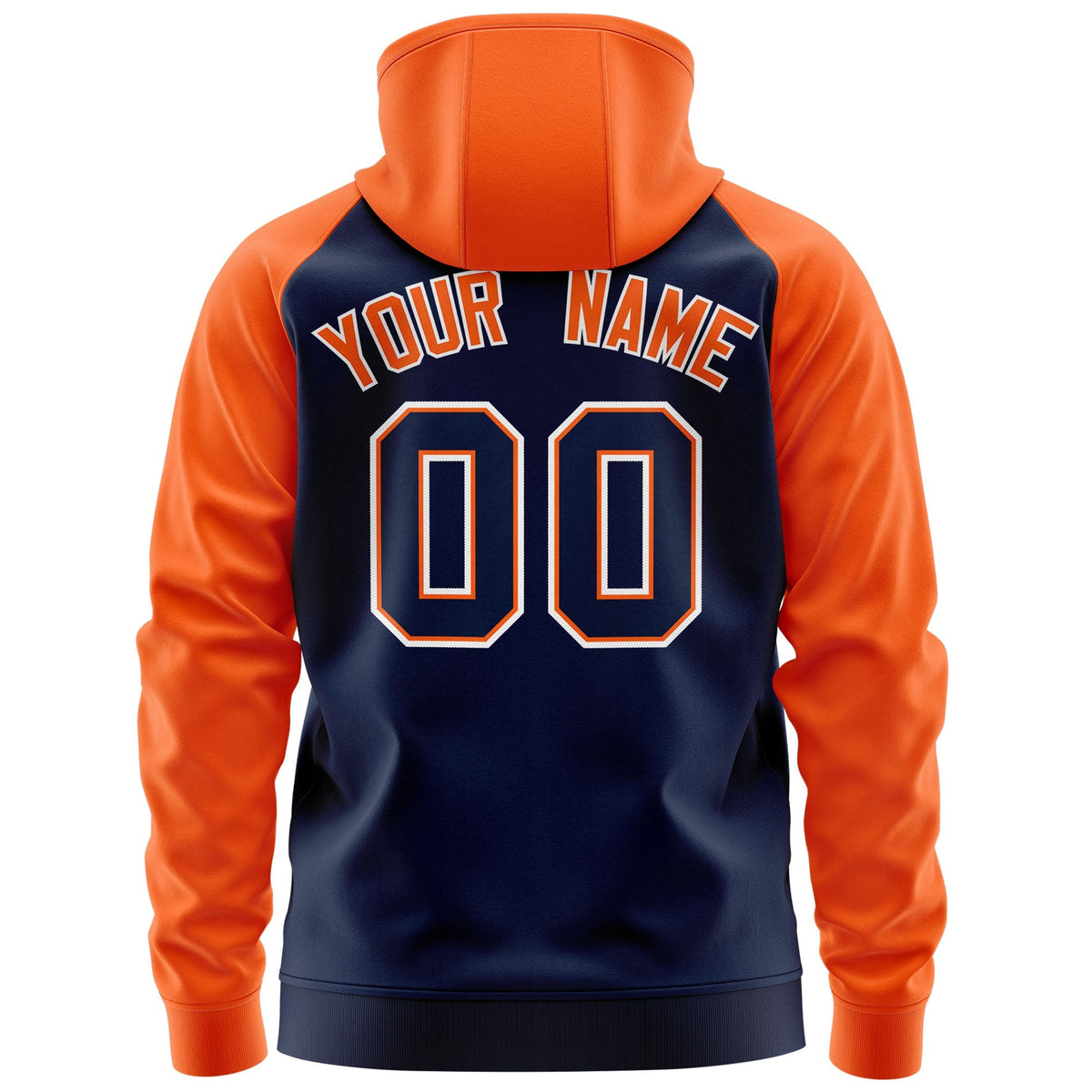 Custom Stitched Navy Orange-White Raglan Sleeves Sports Full-Zip Sweatshirt Hoodie| KXKSHOP
