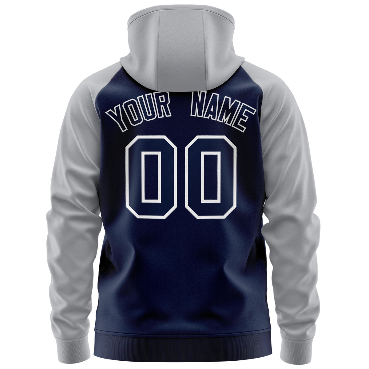 Custom Stitched Navy White-Gray Raglan Sleeves Sports Full-Zip Sweatshirt Hoodie| KXKSHOP