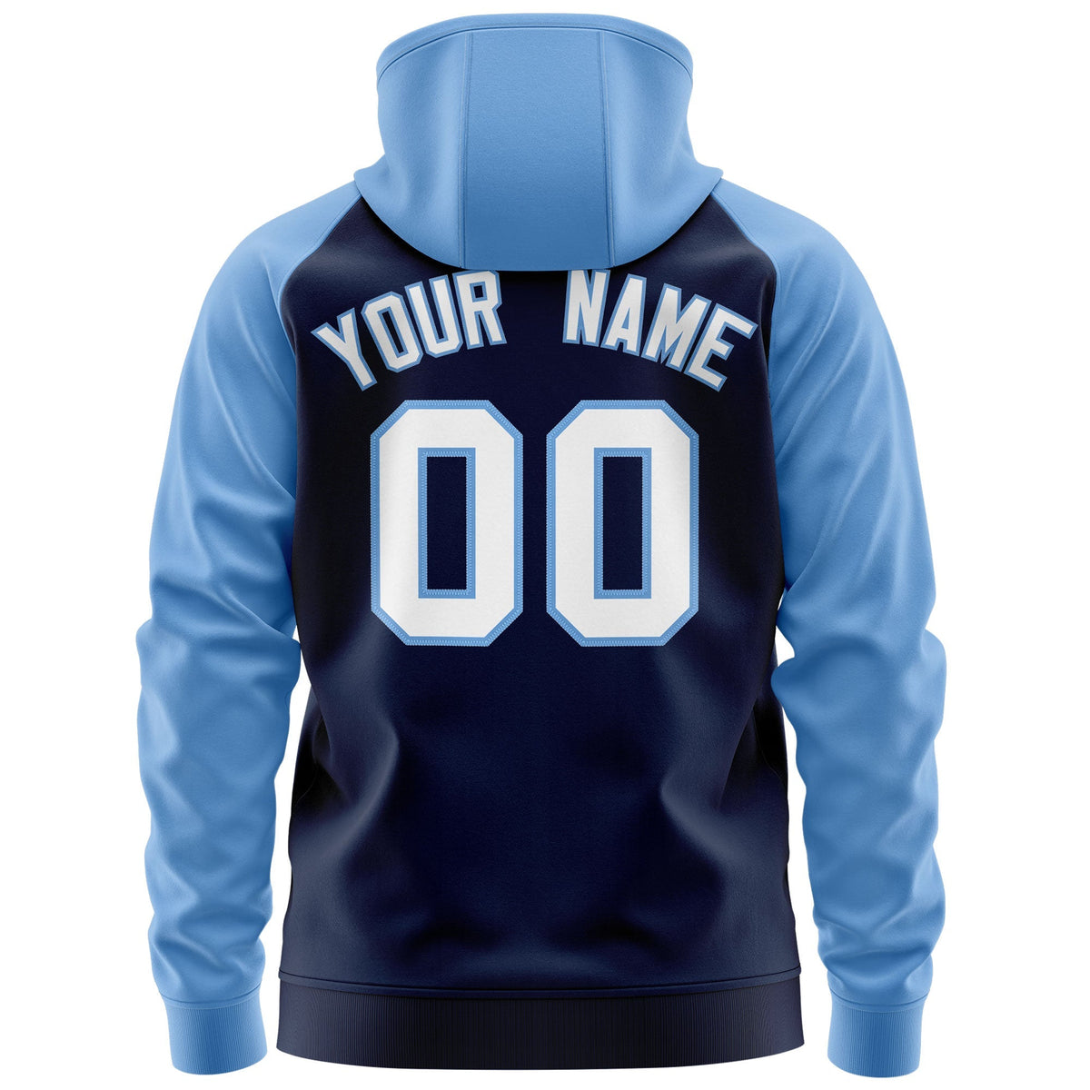 Custom Stitched Navy White-Powder Blue Raglan Sleeves Sports Full-Zip Sweatshirt Hoodie| KXKSHOP