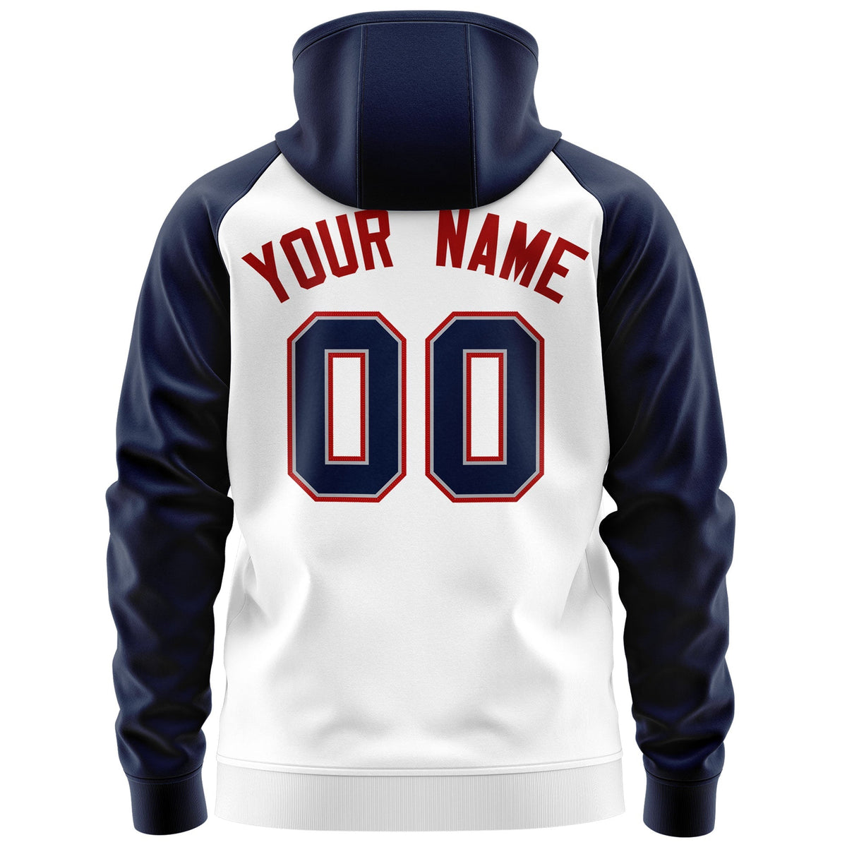 Custom Stitched White Navy-Red Raglan Sleeves Sports Full-Zip Sweatshirt Hoodie| KXKSHOP