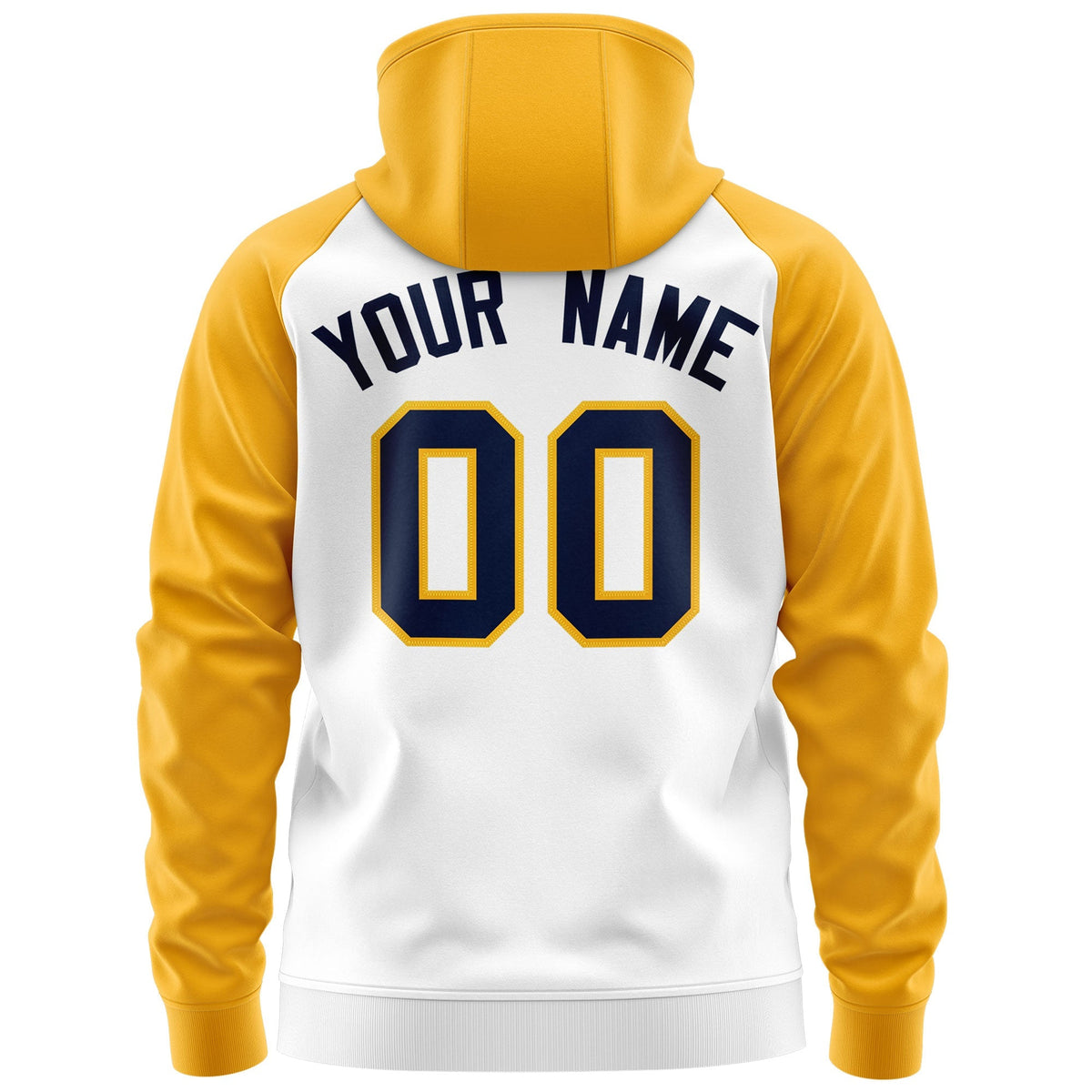 Custom Stitched White Navy-Gold Raglan Sleeves Sports Full-Zip Sweatshirt Hoodie| KXKSHOP