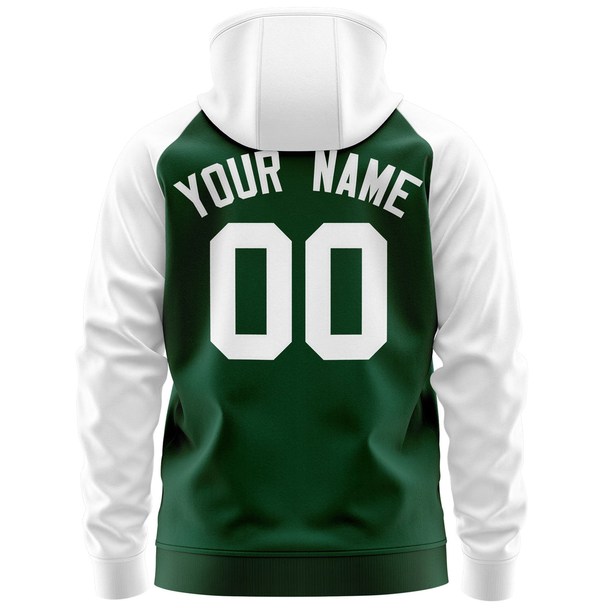 Custom Stitched Green White Raglan Sleeves Sports Full-Zip Sweatshirt Hoodie| KXKSHOP