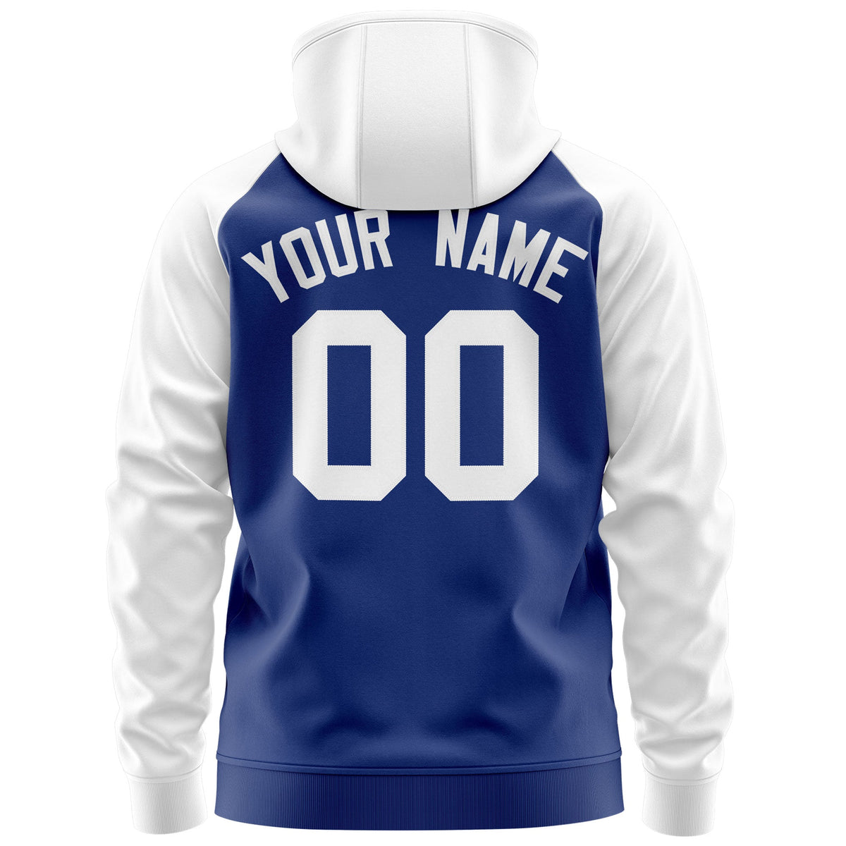 Custom Stitched Royal White Raglan Sleeves Sports Full-Zip Sweatshirt Hoodie| KXKSHOP
