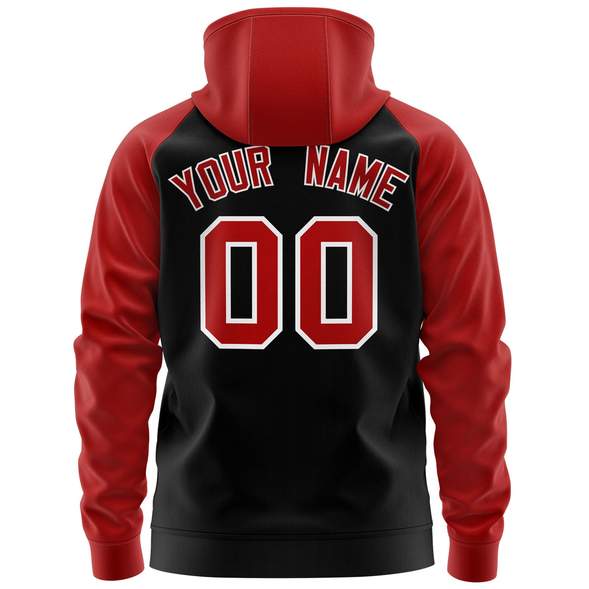 Custom Stitched Black Red-White Raglan Sleeves Sports Full-Zip Sweatshirt Hoodie| KXKSHOP