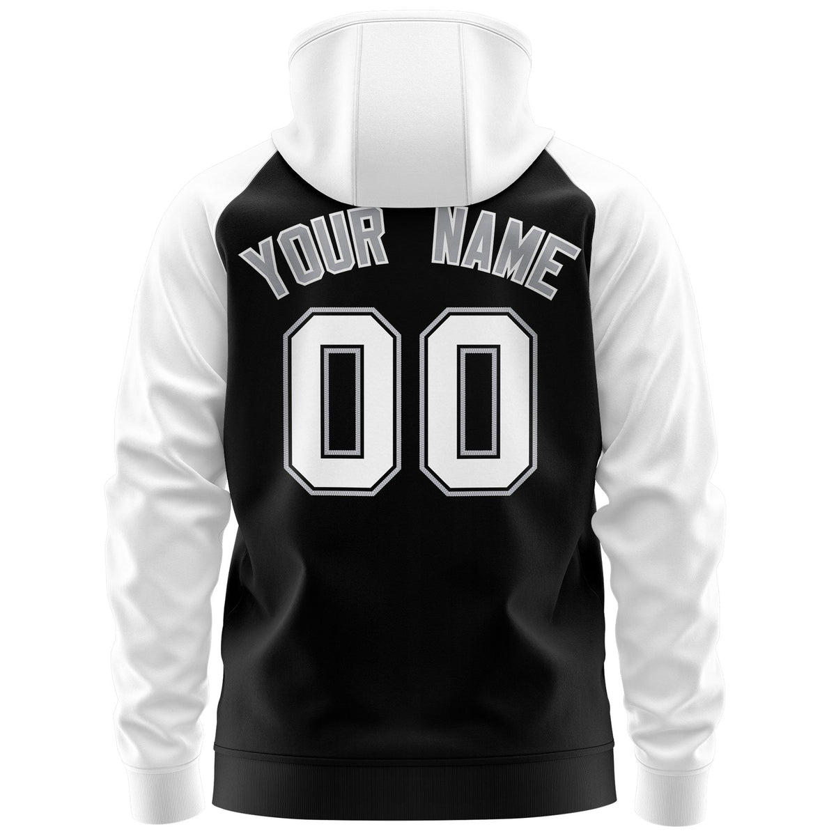 Custom Stitched Black White-Gray Raglan Sleeves Sports Full-Zip Sweatshirt Hoodie| KXKSHOP