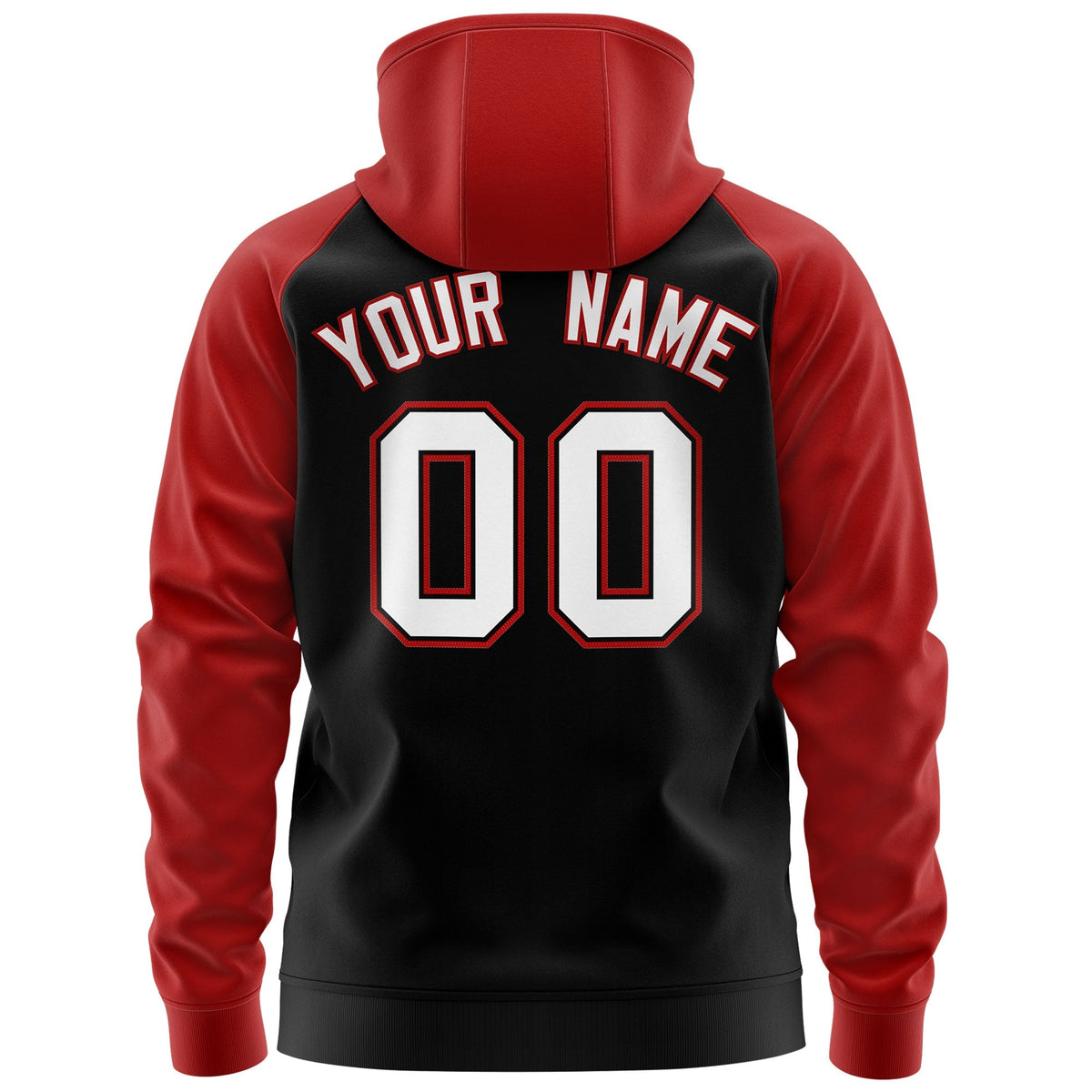 Custom Stitched Black White-Red Raglan Sleeves Sports Full-Zip Sweatshirt Hoodie| KXKSHOP