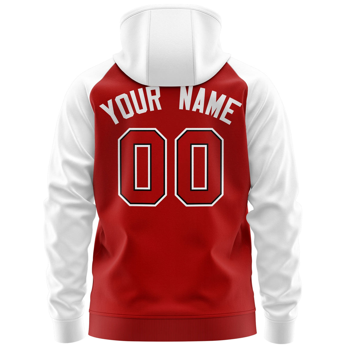 Custom Stitched Red Black-White Raglan Sleeves Sports Full-Zip Sweatshirt Hoodie| KXKSHOP