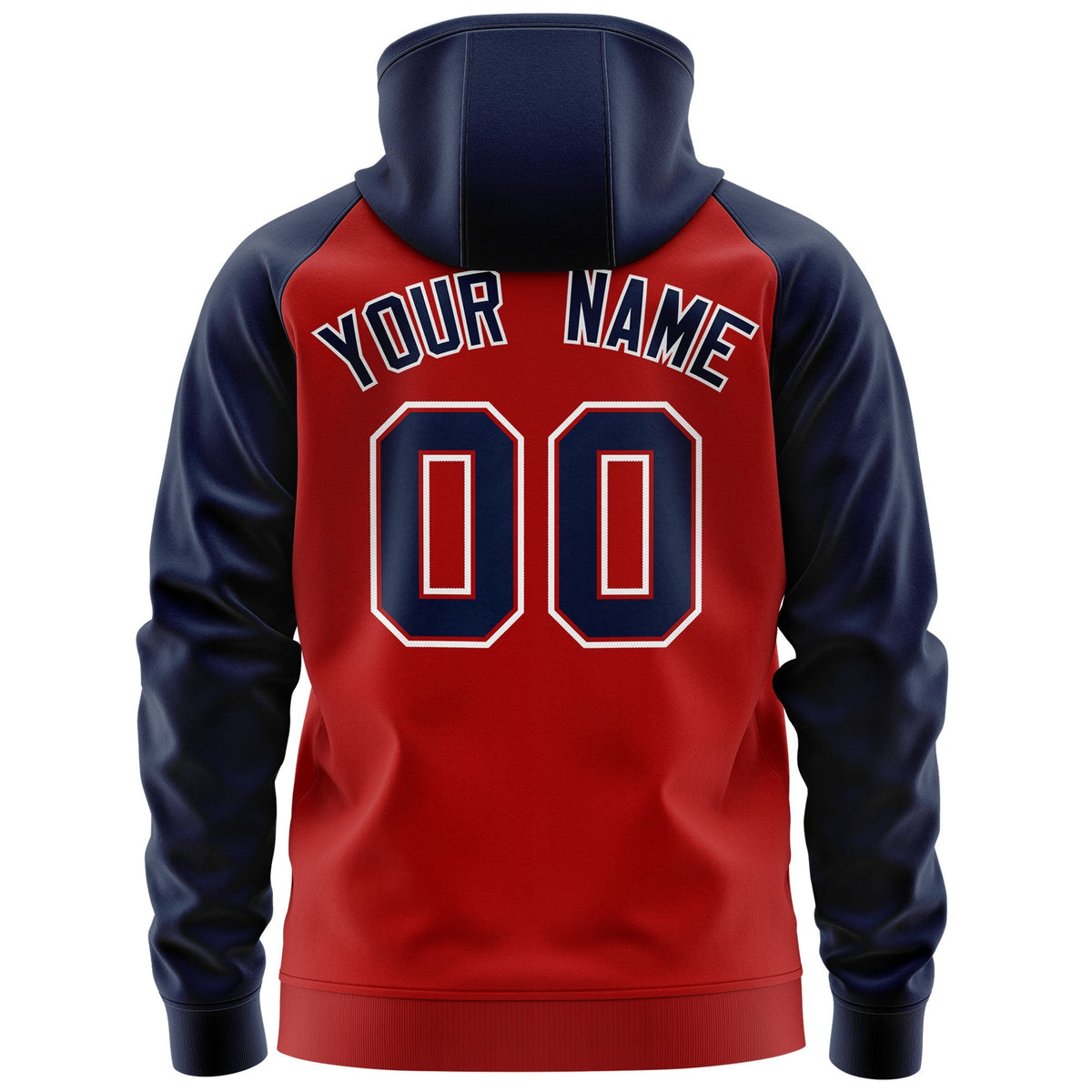 Custom Stitched Red Navy-White Raglan Sleeves Sports Full-Zip Sweatshirt Hoodie| KXKSHOP