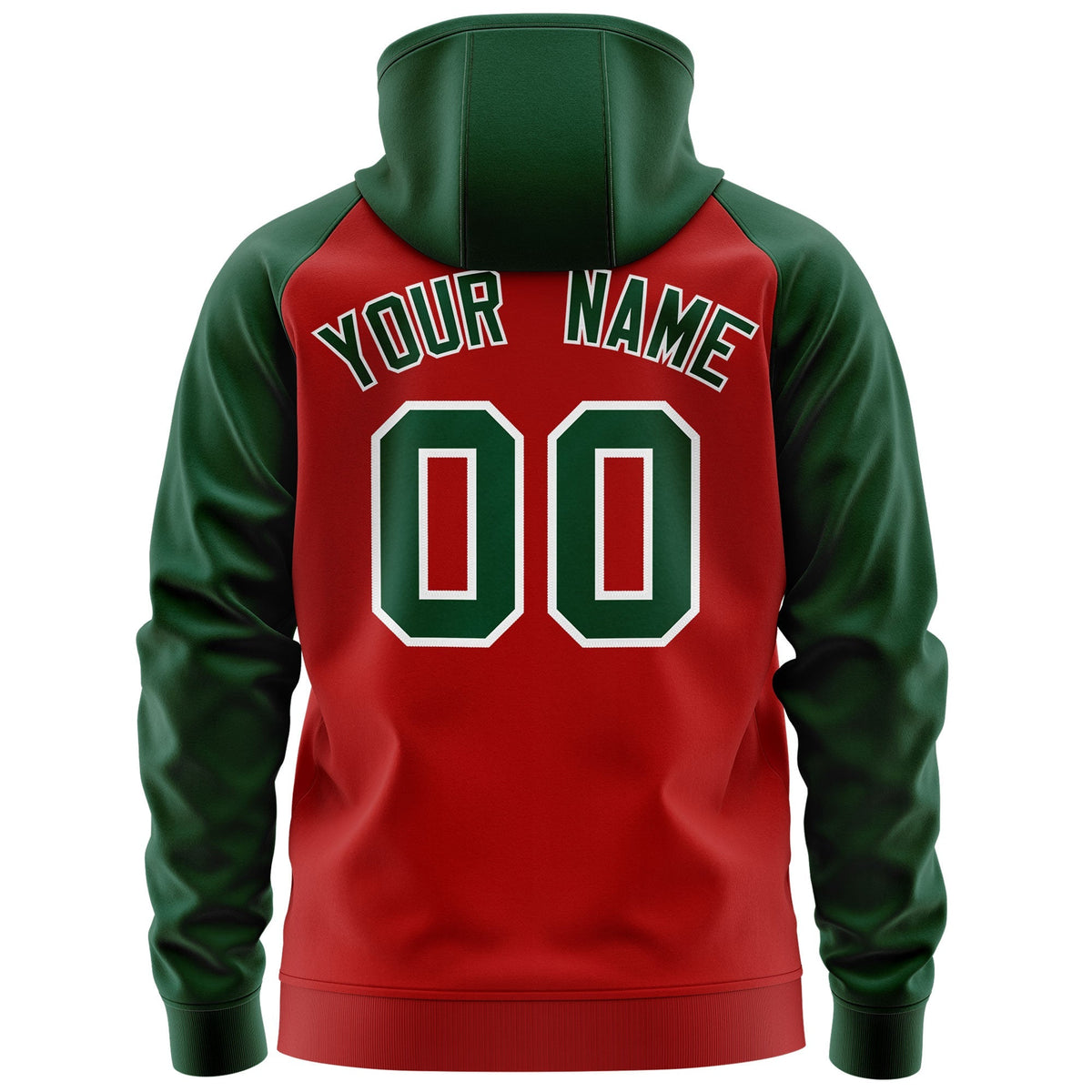 Custom Stitched Red Green-White Raglan Sleeves Sports Full-Zip Sweatshirt Hoodie| KXKSHOP