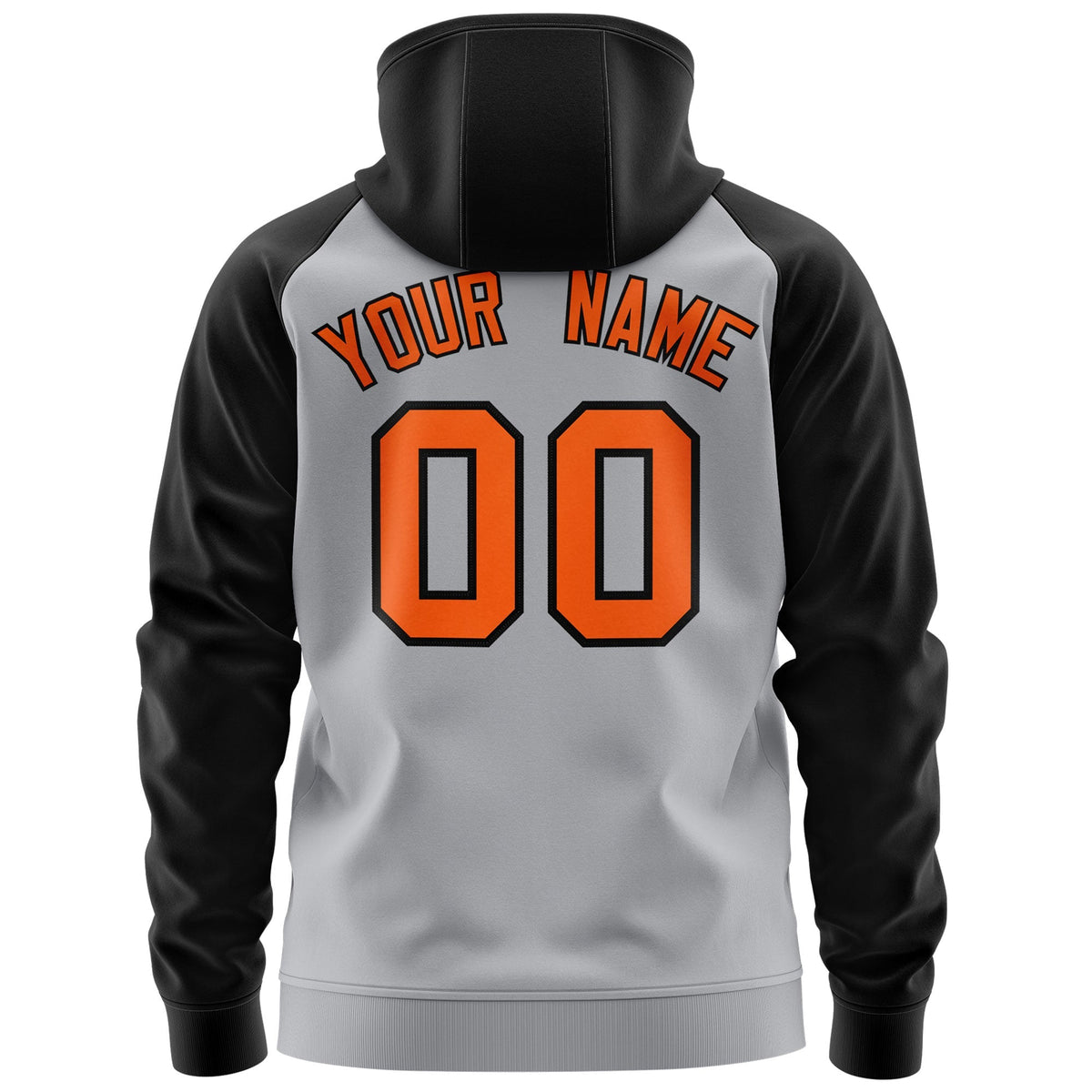 Custom Stitched Gray Orange-Black Raglan Sleeves Sports Full-Zip Sweatshirt Hoodie| KXKSHOP