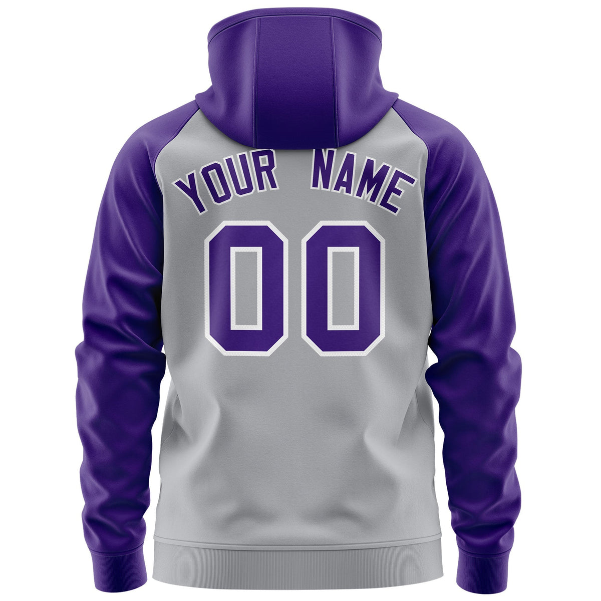 Custom Stitched Gray Purple-White Raglan Sleeves Sports Full-Zip Sweatshirt Hoodie| KXKSHOP