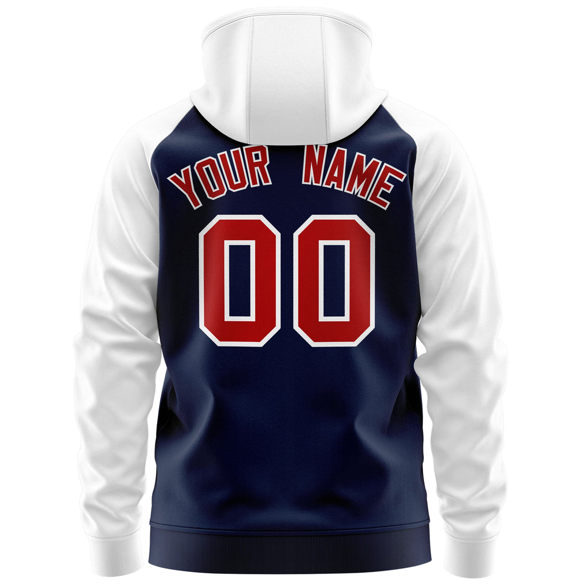 Custom Stitched Navy Red-White Raglan Sleeves Sports Full-Zip Sweatshirt Hoodie| KXKSHOP