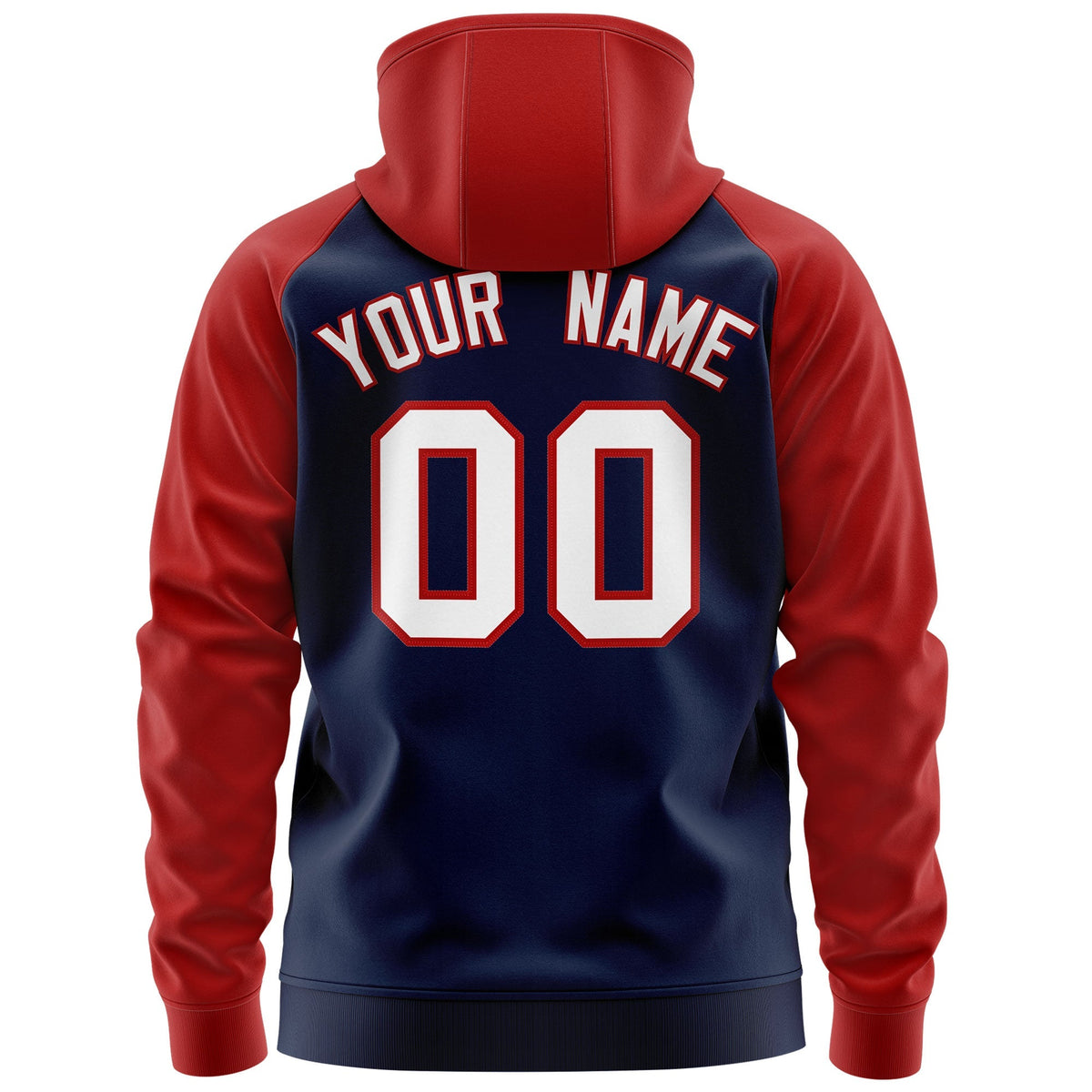 Custom Stitched Navy White-Red Raglan Sleeves Sports Full-Zip Sweatshirt Hoodie| KXKSHOP
