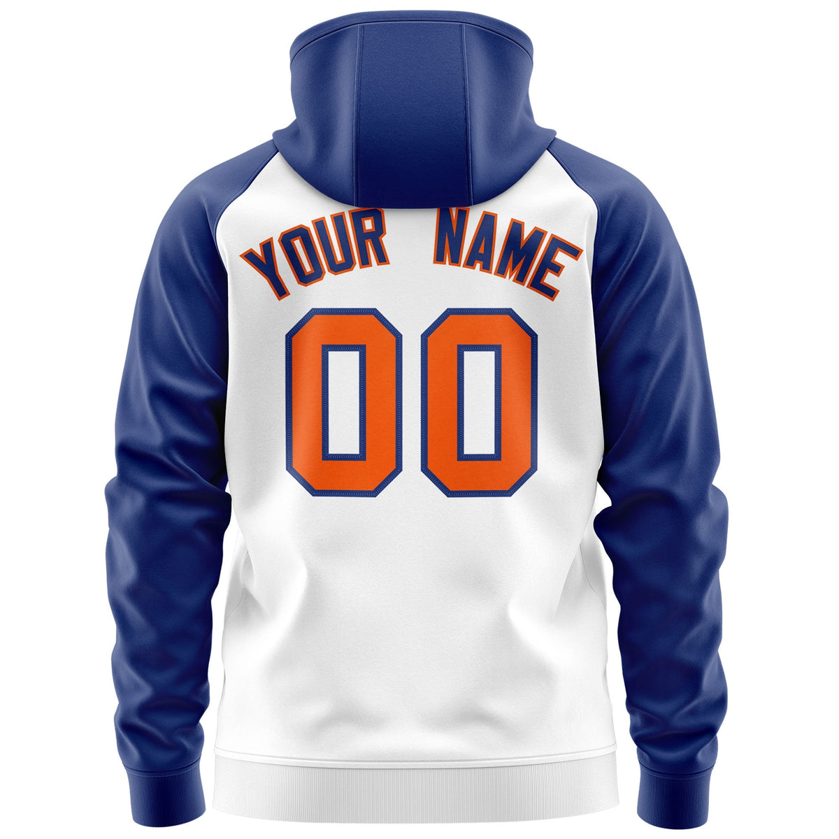 Custom Stitched White Royal-Orange Raglan Sleeves Sports Full-Zip Sweatshirt Hoodie| KXKSHOP