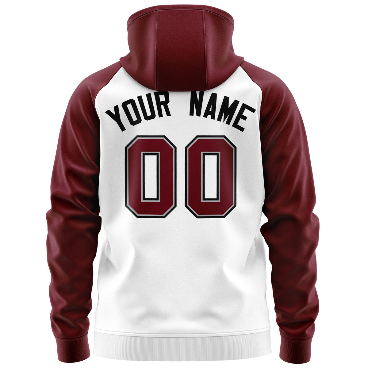 Custom Stitched White Crimson-Black Raglan Sleeves Sports Full-Zip Sweatshirt Hoodie| KXKSHOP