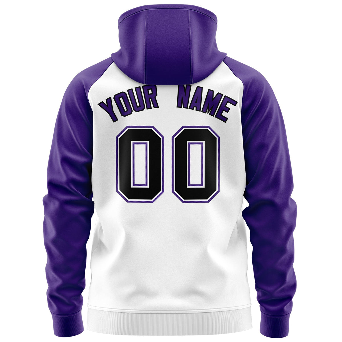 Custom Stitched White Black-Purple Raglan Sleeves Sports Full-Zip Sweatshirt Hoodie| KXKSHOP