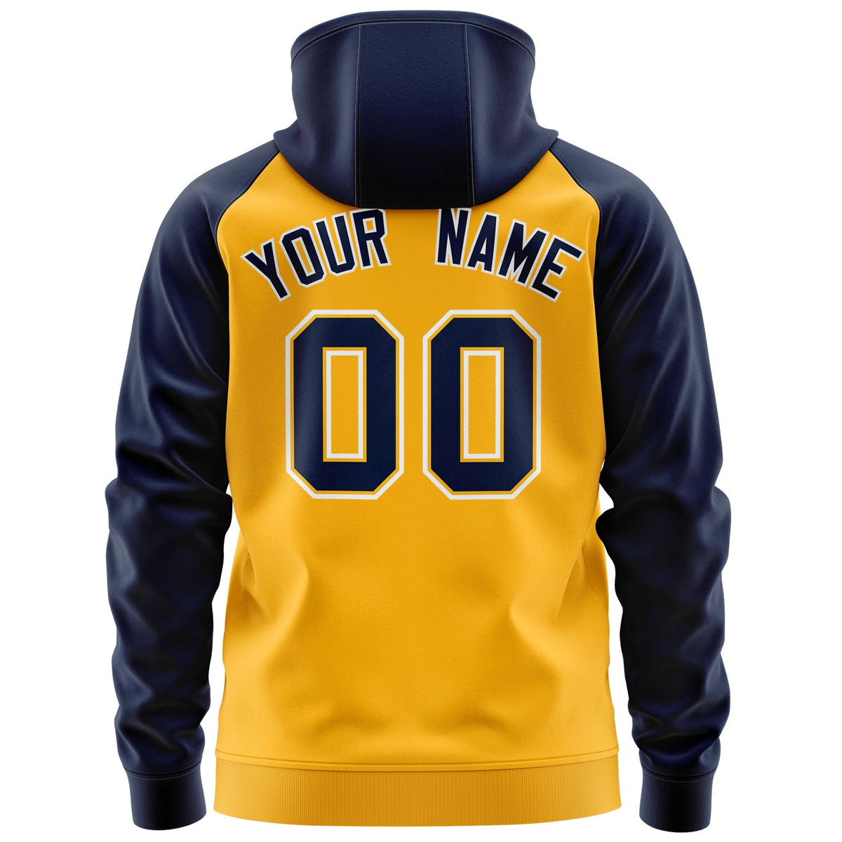 Custom Stitched Gold Navy-White Raglan Sleeves Sports Full-Zip Sweatshirt Hoodie| KXKSHOP
