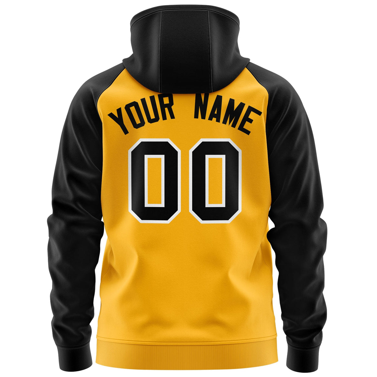 Custom Stitched Gold Black-White Raglan Sleeves Sports Full-Zip Sweatshirt Hoodie| KXKSHOP
