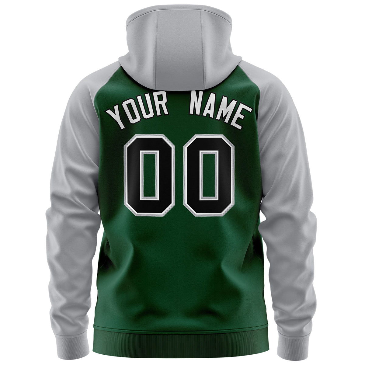 Custom Stitched Green Black-Gray Raglan Sleeves Sports Full-Zip Sweatshirt Hoodie| KXKSHOP