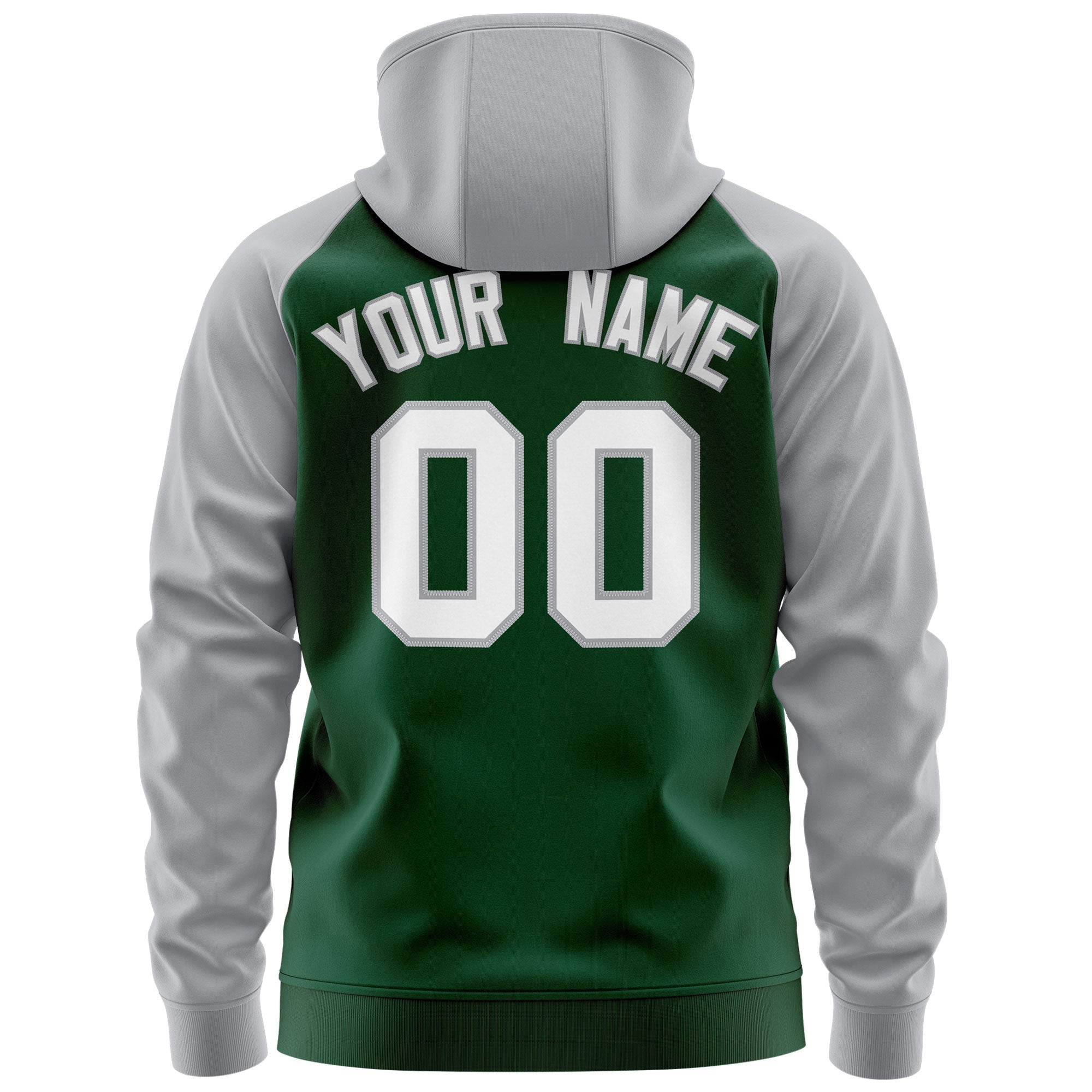 Custom Stitched Green White-Gray Raglan Sleeves Sports Full-Zip Sweatshirt Hoodie| KXKSHOP