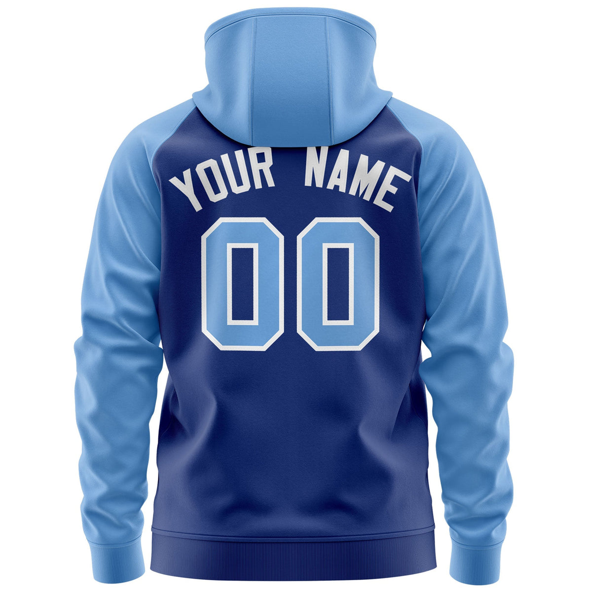 Custom Stitched Royal Light Blue-White Raglan Sleeves Sports Full-Zip Sweatshirt Hoodie| KXKSHOP