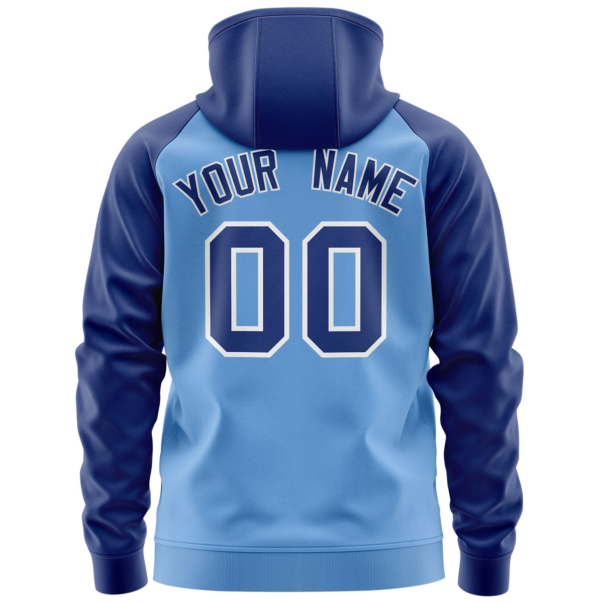 Custom Stitched Light Blue Royal-White Raglan Sleeves Sports Full-Zip Sweatshirt Hoodie| KXKSHOP