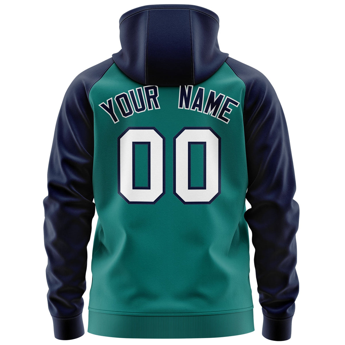 Custom Stitched Aqua White-Navy Raglan Sleeves Sports Full-Zip Sweatshirt Hoodie| KXKSHOP