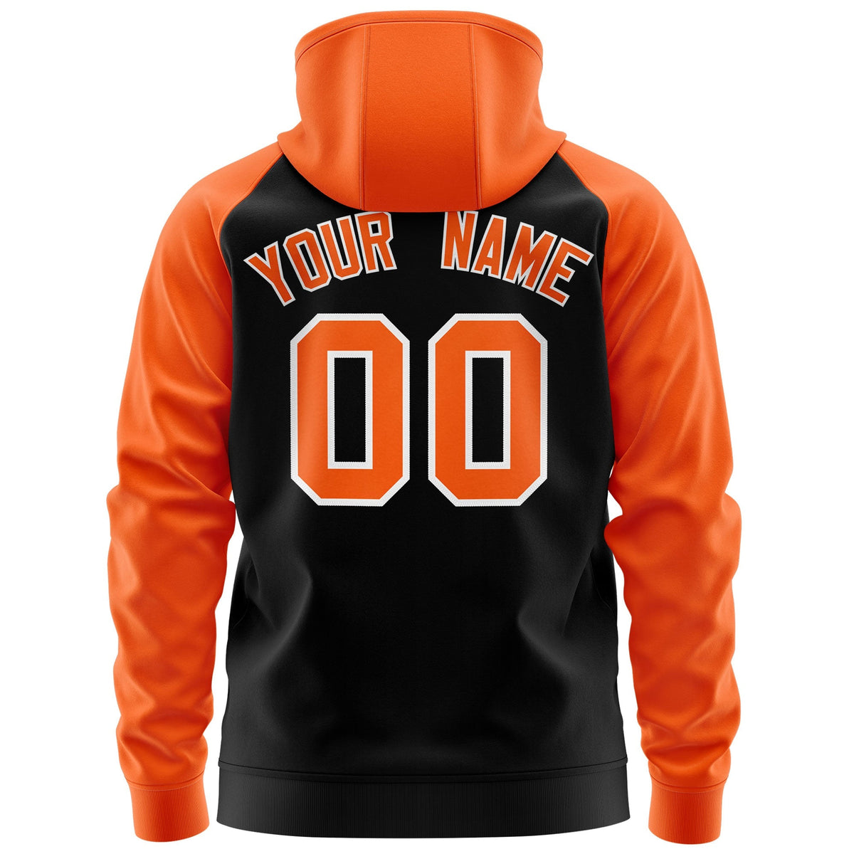 Custom Stitched Black Orange-White Raglan Sleeves Sports Full-Zip Sweatshirt Hoodie| KXKSHOP